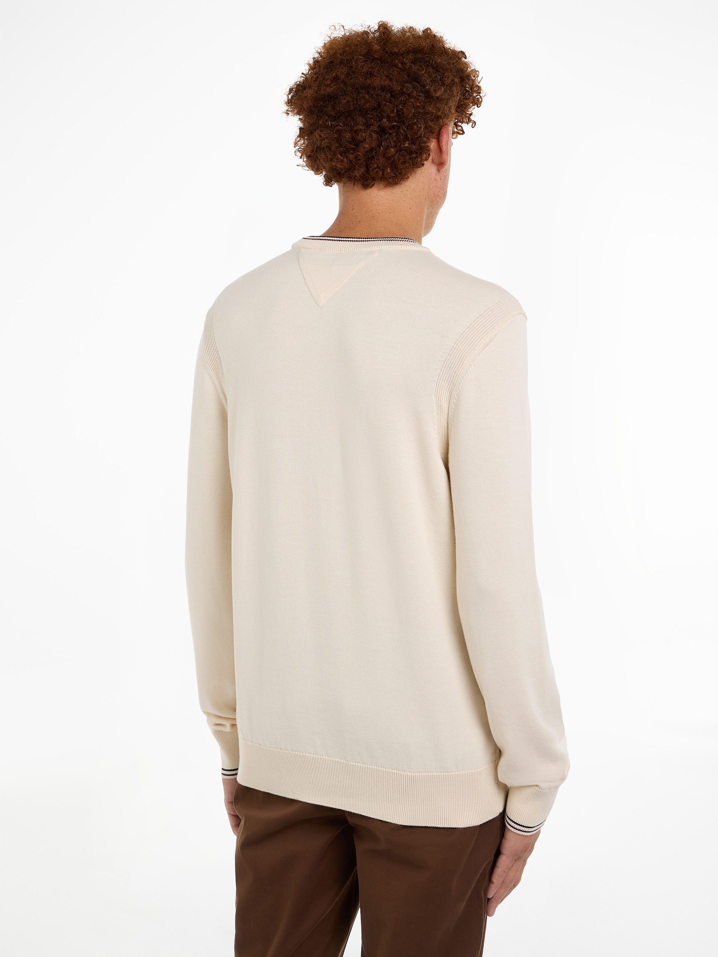 Tommy Hilfiger Trui met ronde hals RWB COTTON CREW NECK kleuraccenten in tommy kleuren