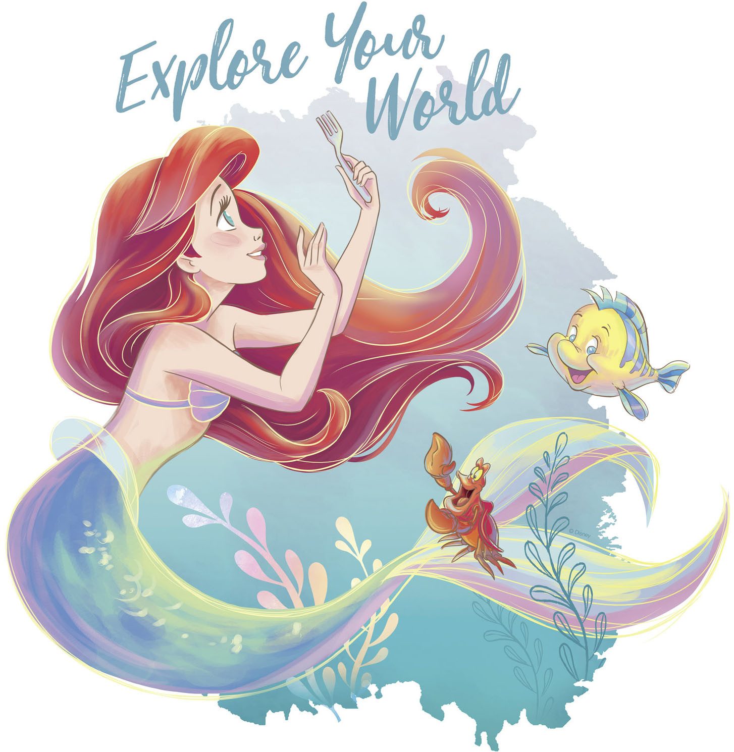 Komar Artprint op linnen Disney Ariel Explore your World 300 x 280 cm (breedte x hoogte) - behang, vlies, woonkamer, slaapkamer (1 stuk)