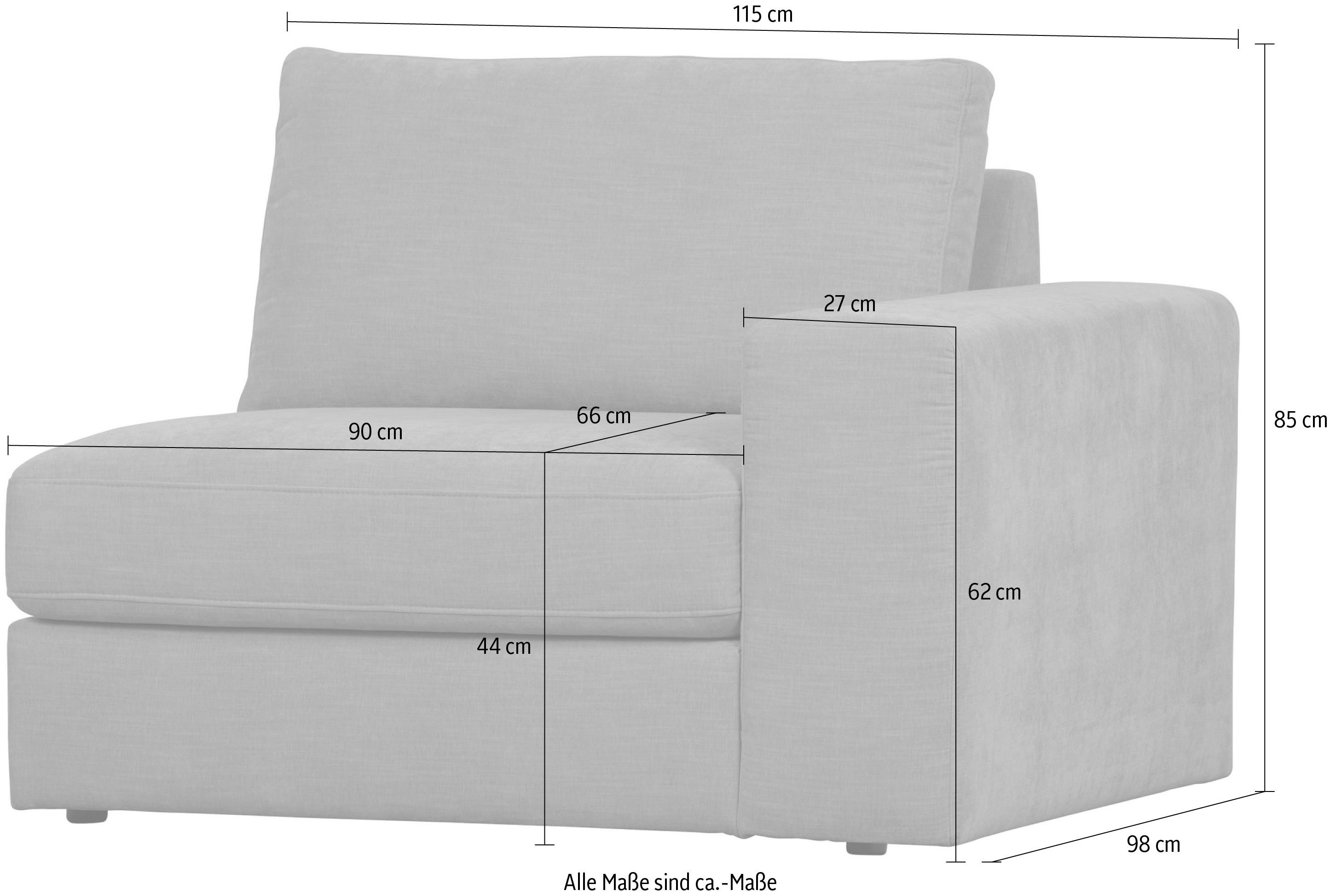 WOOOD Chaise-longue Familie Eenzitter element, breedte 115 cm