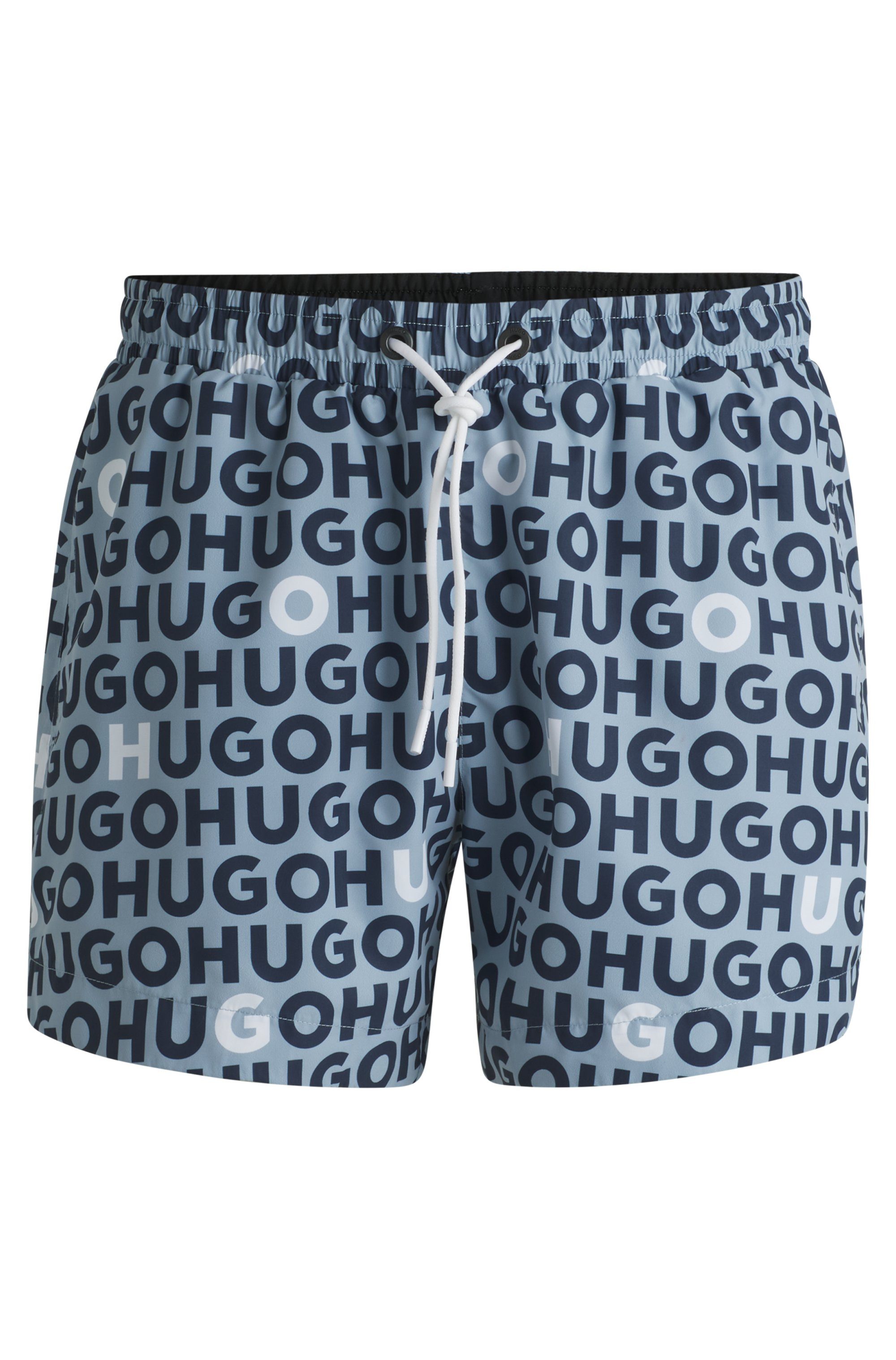 HUGO underwear Zwembroek Tortuga met allover logo-tekst