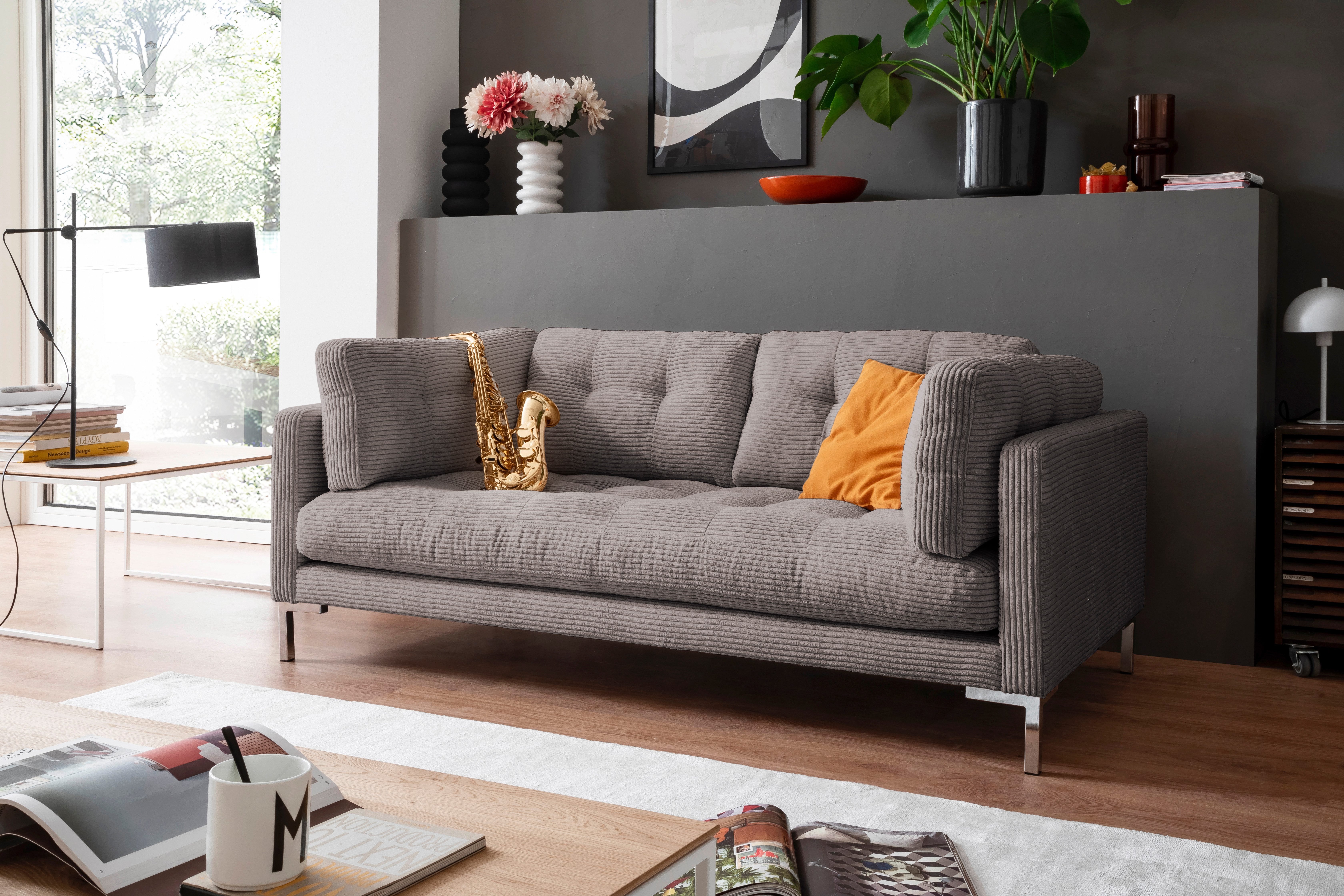 Trends by HG 2-zitsbank Landau in cordstof met metalen voet