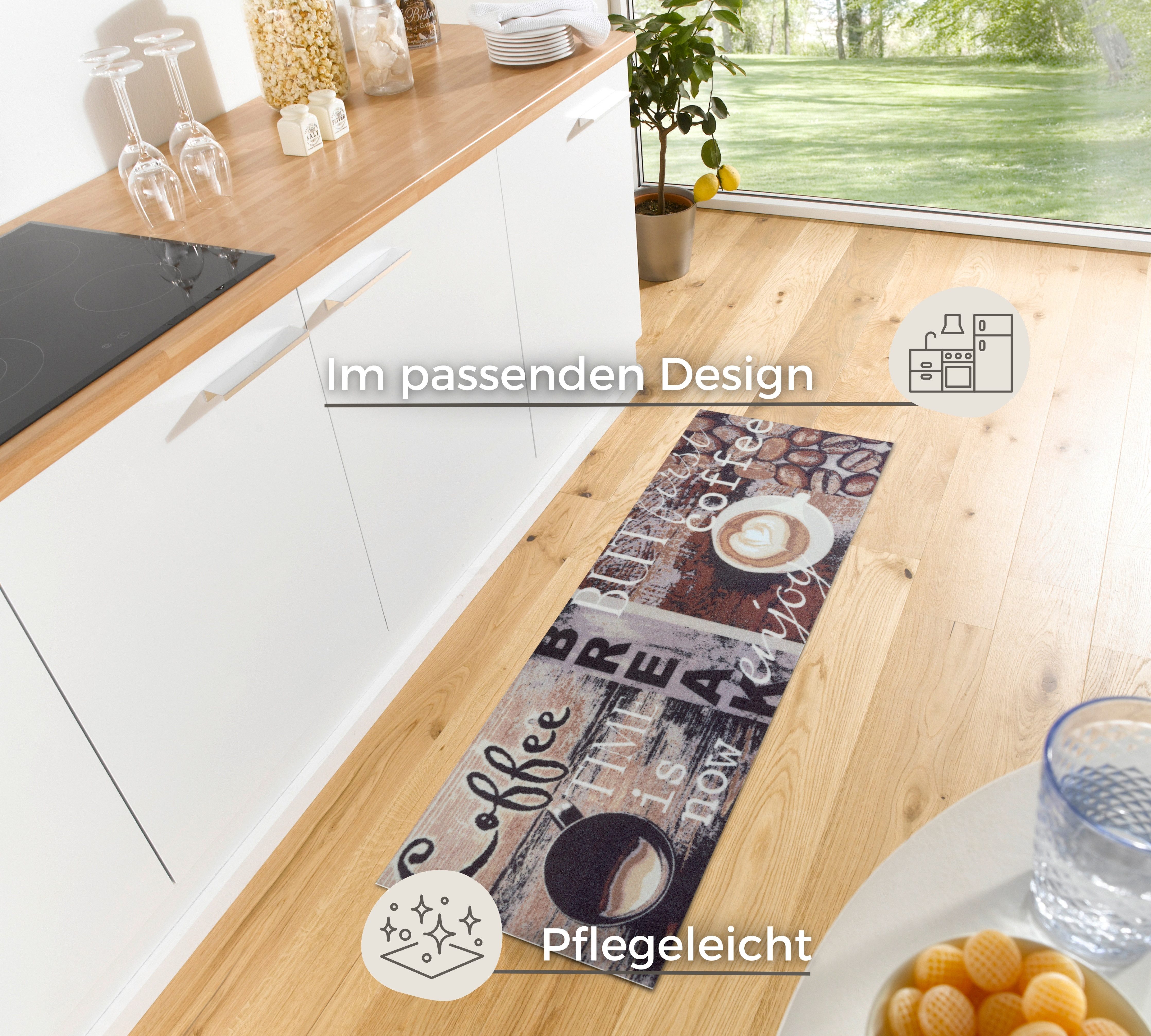 HANSE Home Keukenloper Enjoy Coffee Break Loper, antislip, keukenmat, koffie motief, onderhoudsvriendelijk