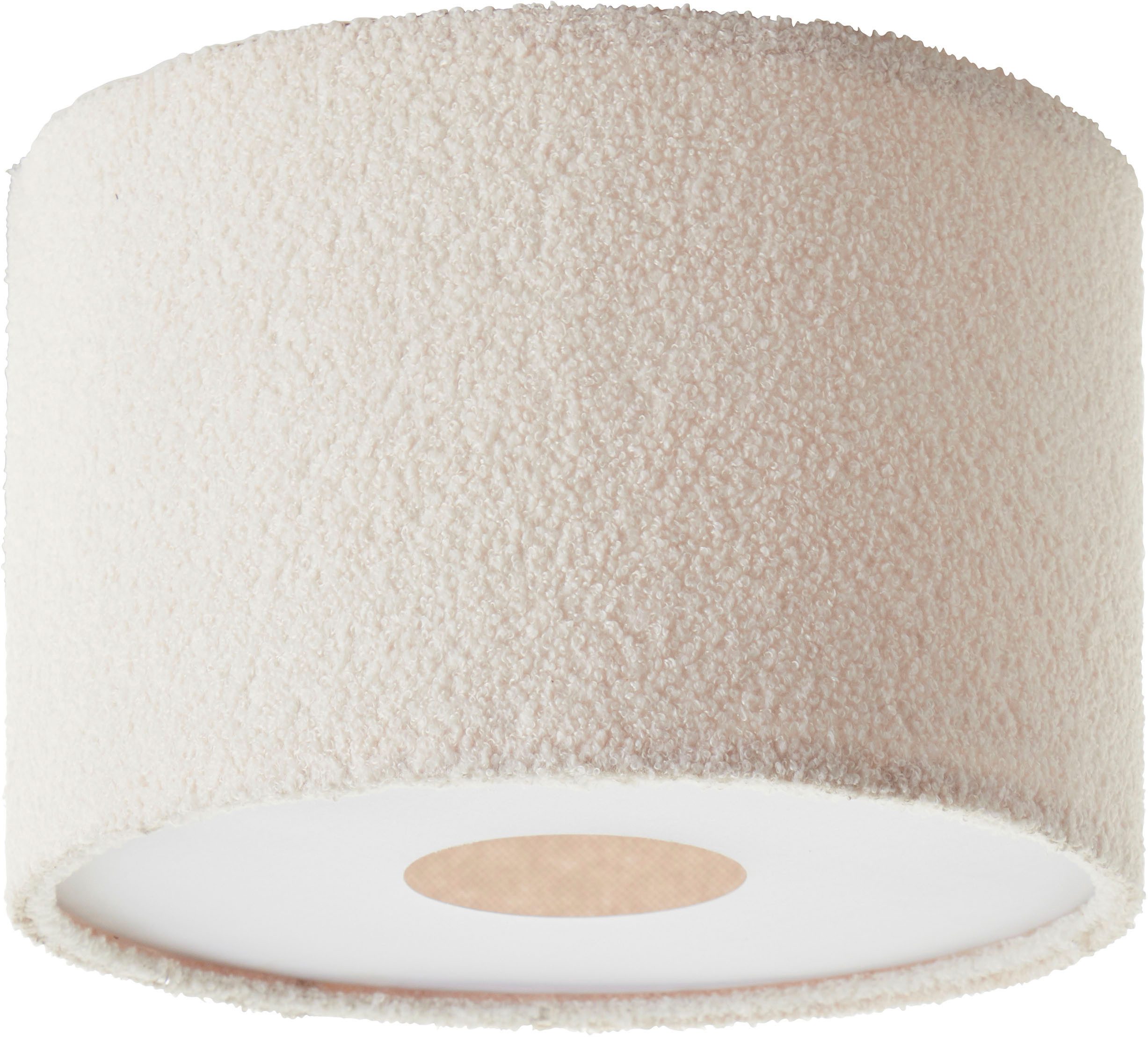 LeGer Home by Lena Gercke Plafondlamp Debora Teddy-stof, Ø 35 cm, E27, beige (1 stuk)