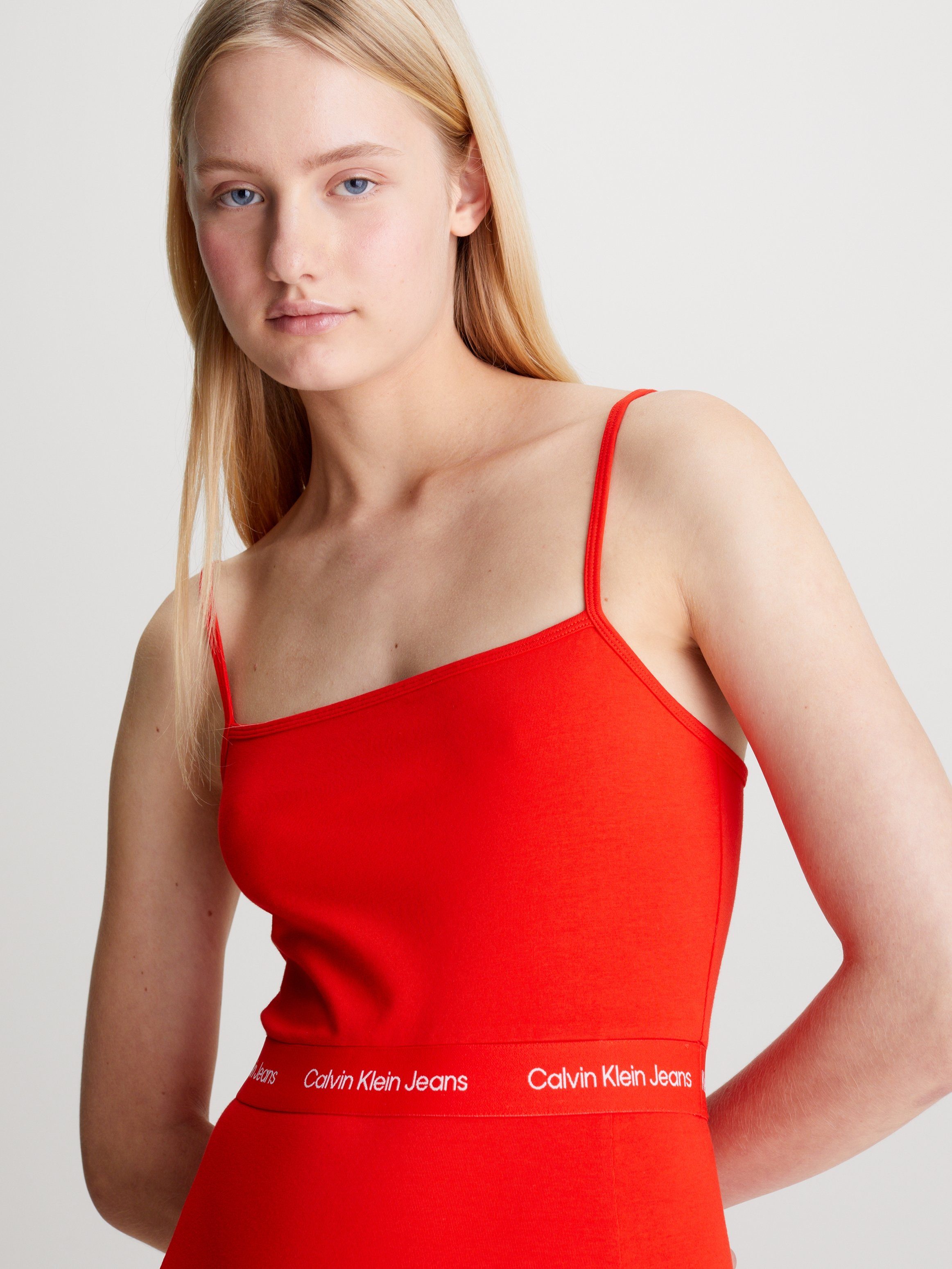 Calvin Klein Jurk met spaghettibandjes LOGO ELASTIC STRAPPY DRESS