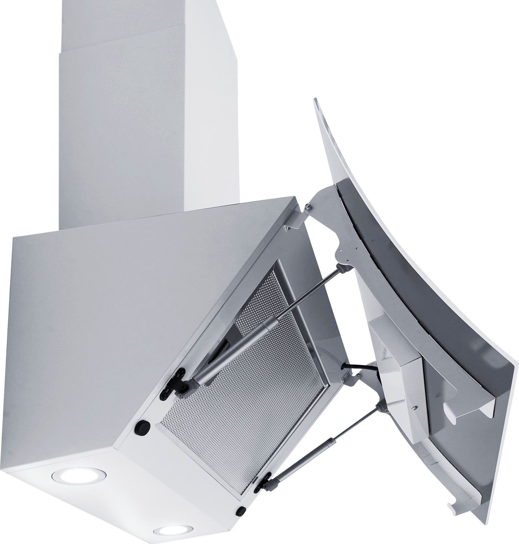 RESPEKTA Schuine wandkap CH55060 60 cm, gebogen vorm, 3 vermogensniveaus, geschikt voor afzuiging en recirculatie