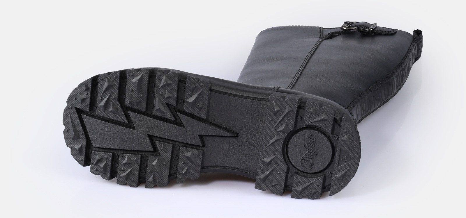 Buffalo Laarzen ASPHA RIDING BOOT HI , plateau, lange laarzen, rijlaarzen met verstelbare gespen