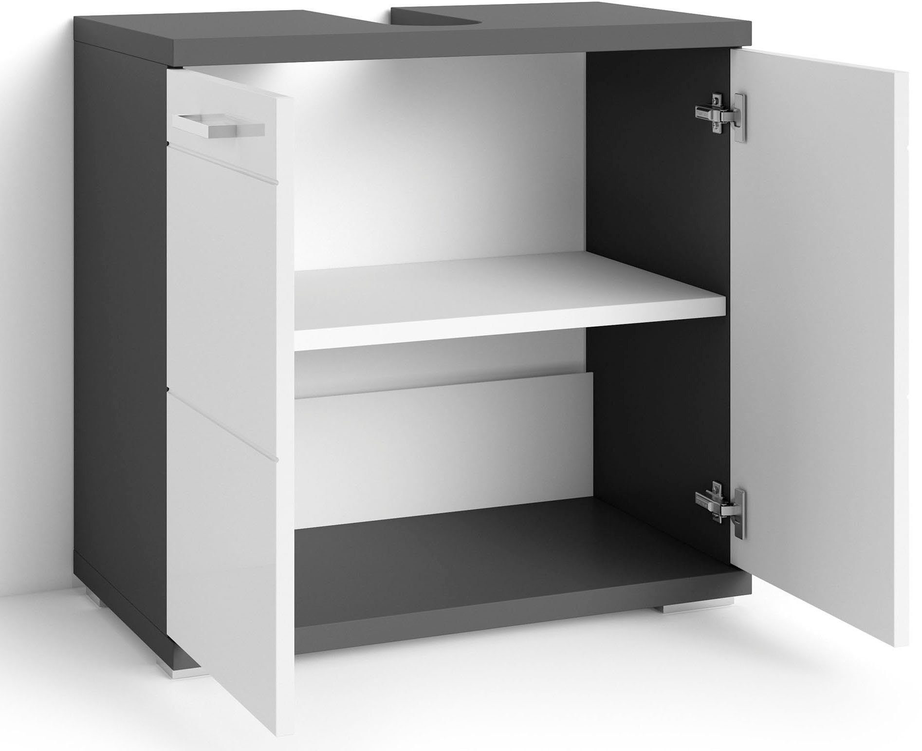 byLIVING Wastafelonderkast Nebraska Breedte 60 cm, met hoogglanslak en verchroomde metalen handgrepen