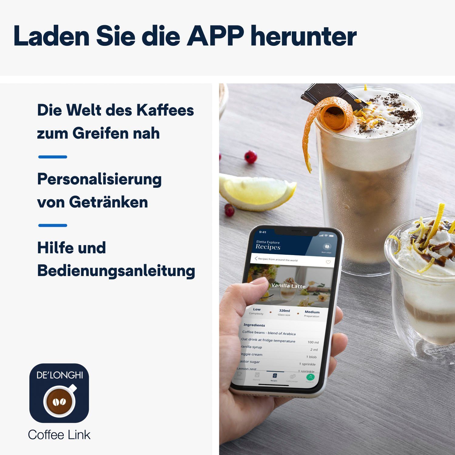 De'Longhi Volautomatisch koffiezetapparaat Eletta Explore Cold Brew ECAM450.86.T - 100 Rezepte (App), heiß & kalt