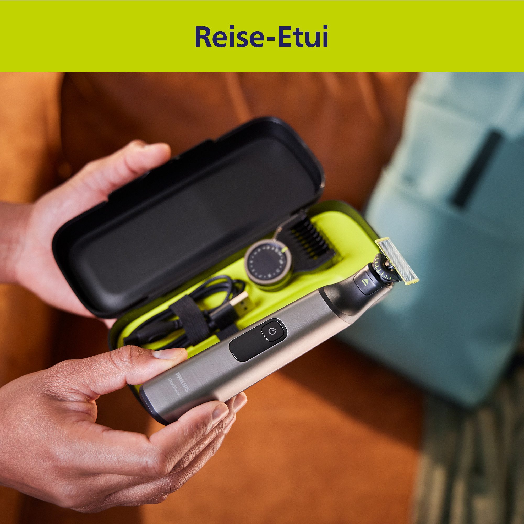 Philips Elektrisch scheerapparaat OneBlade Pro 360 Face & Body QP6552/30 360 graden mes, 20 lengtestellingen, incl. opbergtas