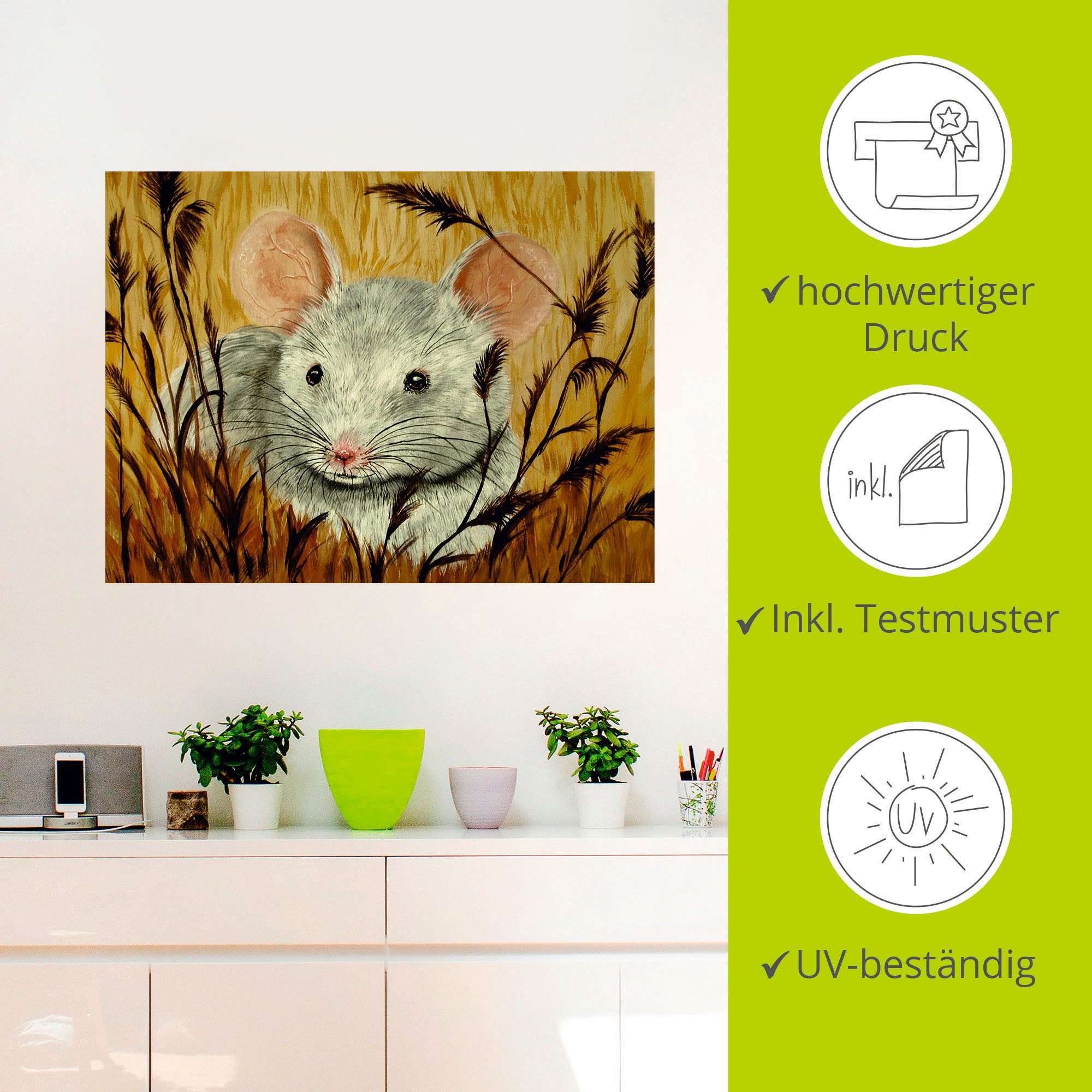Artland Artprint Muis als artprint van aluminium, artprint op linnen, muursticker of poster in verschillende maten