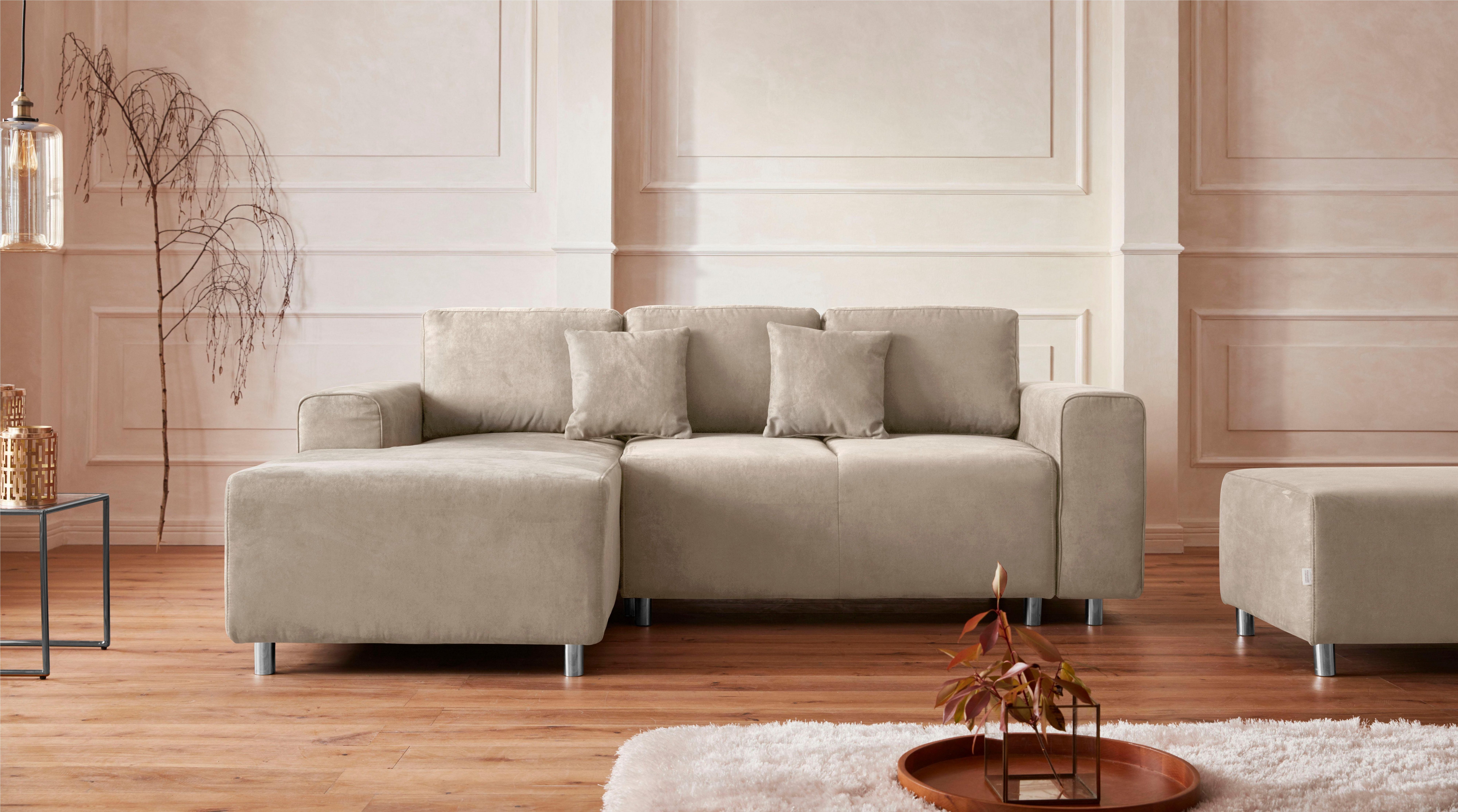 Guido Maria Kretschmer Home&Living Hoekbank Györ L-vorm, optioneel met bedfunctie en bedlade inclusief 2 sierkussens