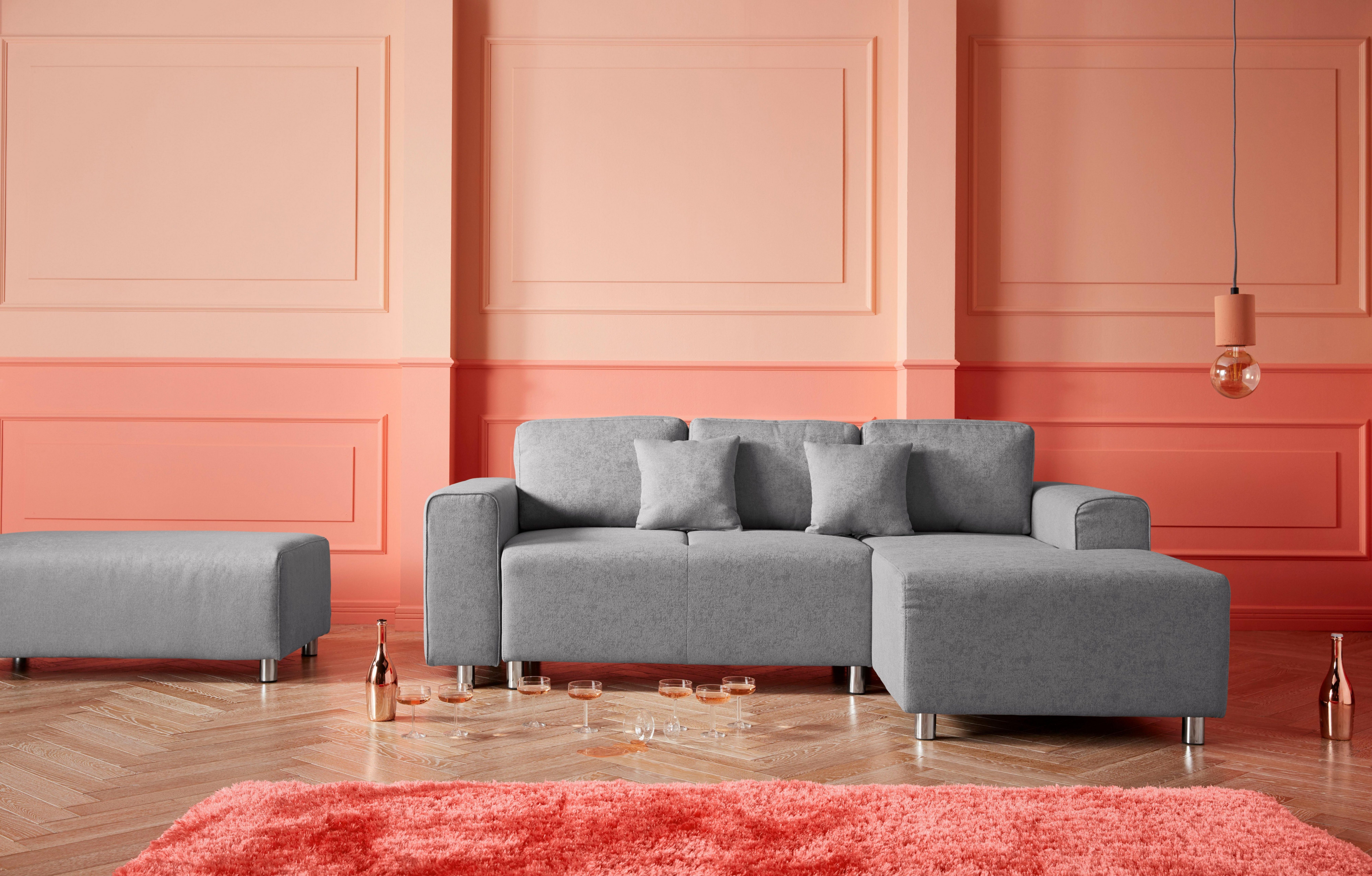 Guido Maria Kretschmer Home&Living Hoekbank Györ L-vorm, optioneel met bedfunctie en bedlade inclusief 2 sierkussens