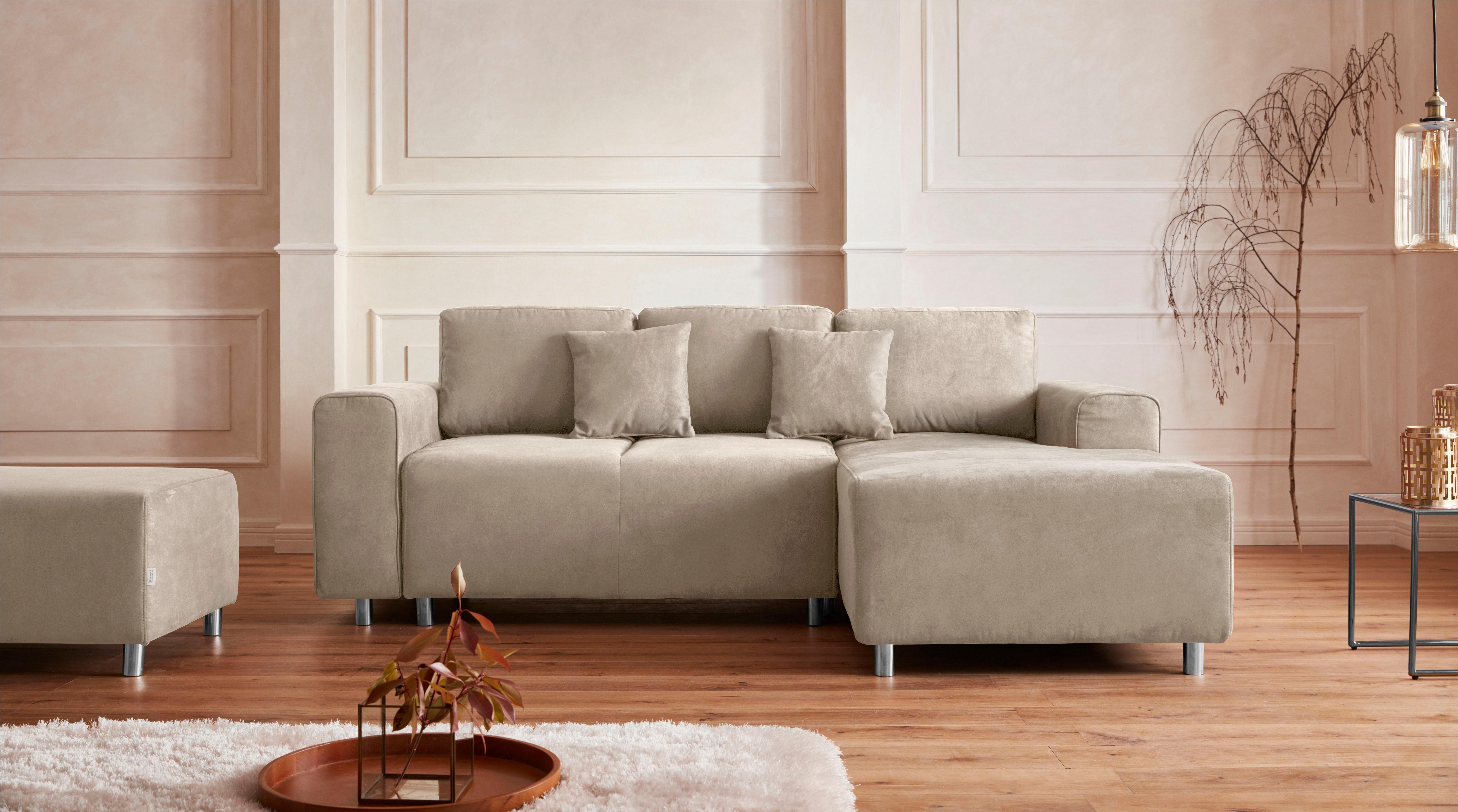 Guido Maria Kretschmer Home&Living Hoekbank Györ L-vorm, optioneel met bedfunctie en bedlade inclusief 2 sierkussens