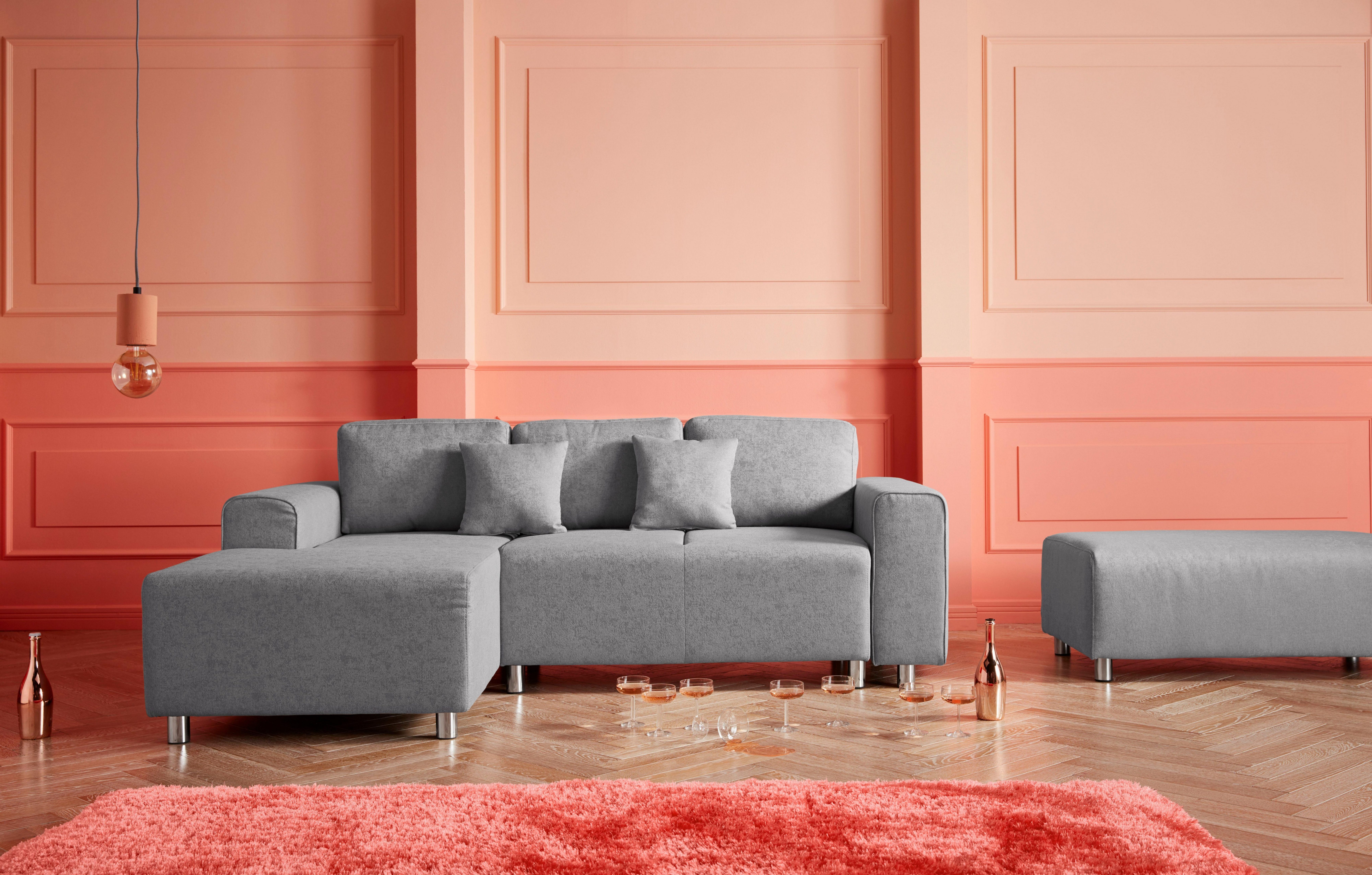 Guido Maria Kretschmer Home&Living Hoekbank Györ L-vorm, optioneel met bedfunctie en bedlade inclusief 2 sierkussens