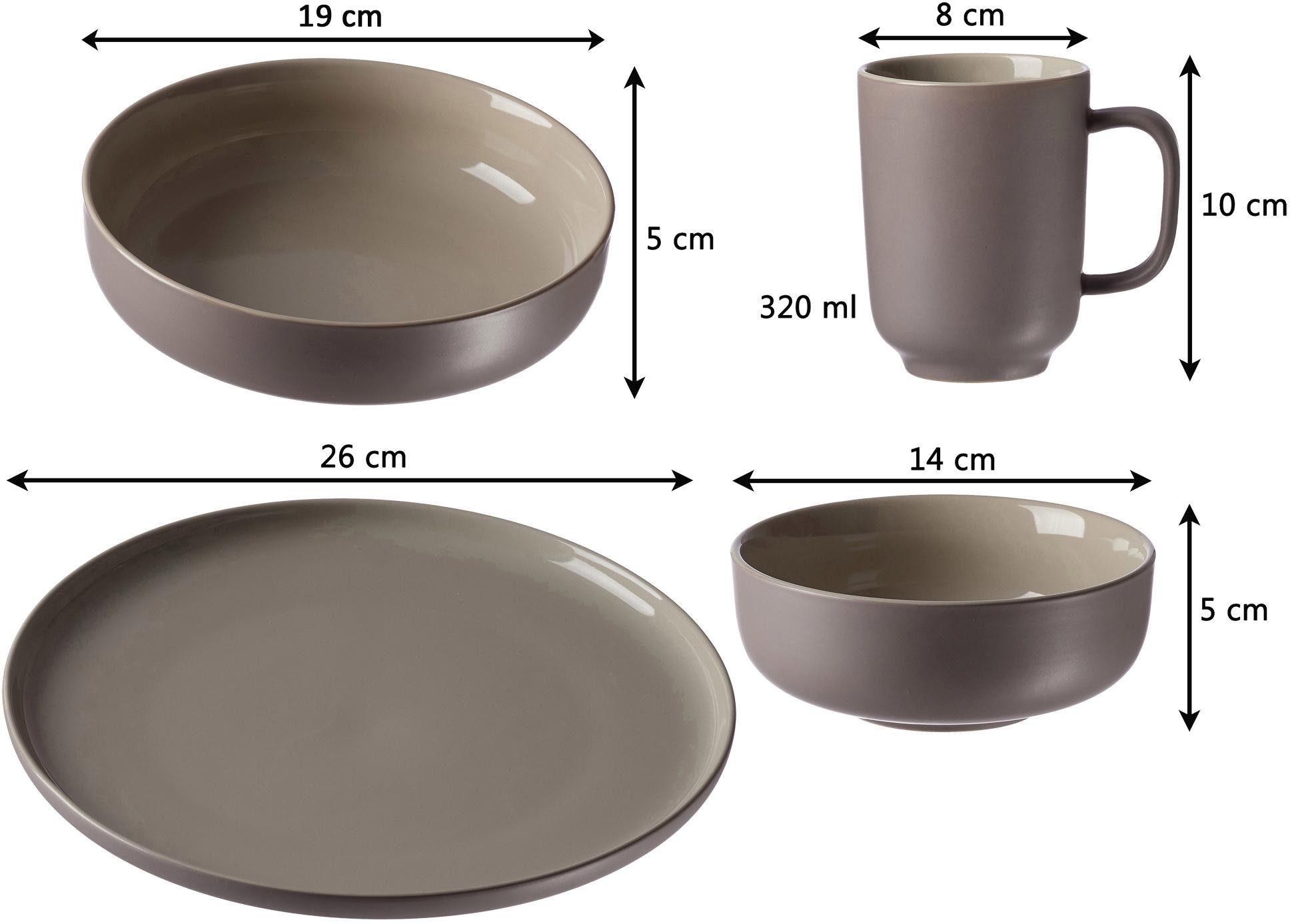 Ritzenhoff & Breker Combi-servies Serviesset, servies Jasper in scandinavische stijl, 16 delen, voor 4 personen (set, 16-delig)