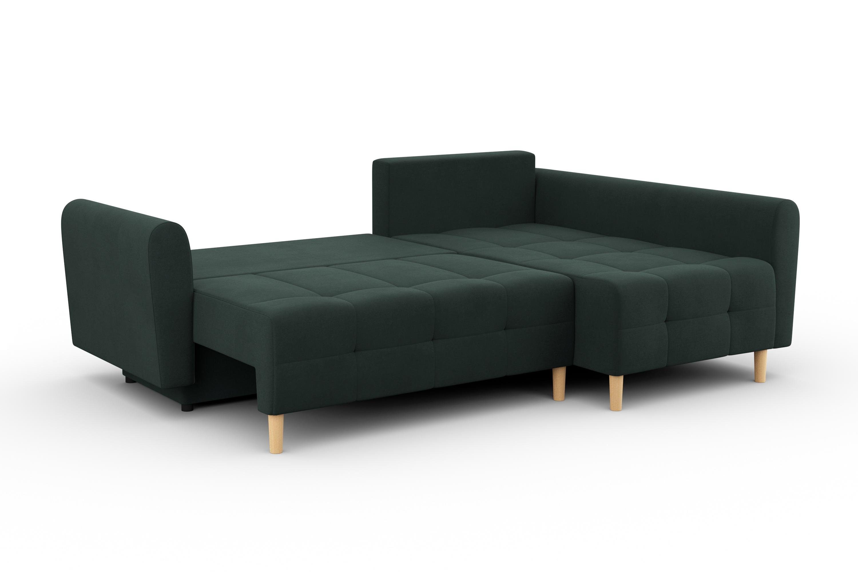 Home affaire Hoekbank Nordic L-vorm met slaapfunctie en bedkist, stiksels, binnenvering, 2 sierkussens