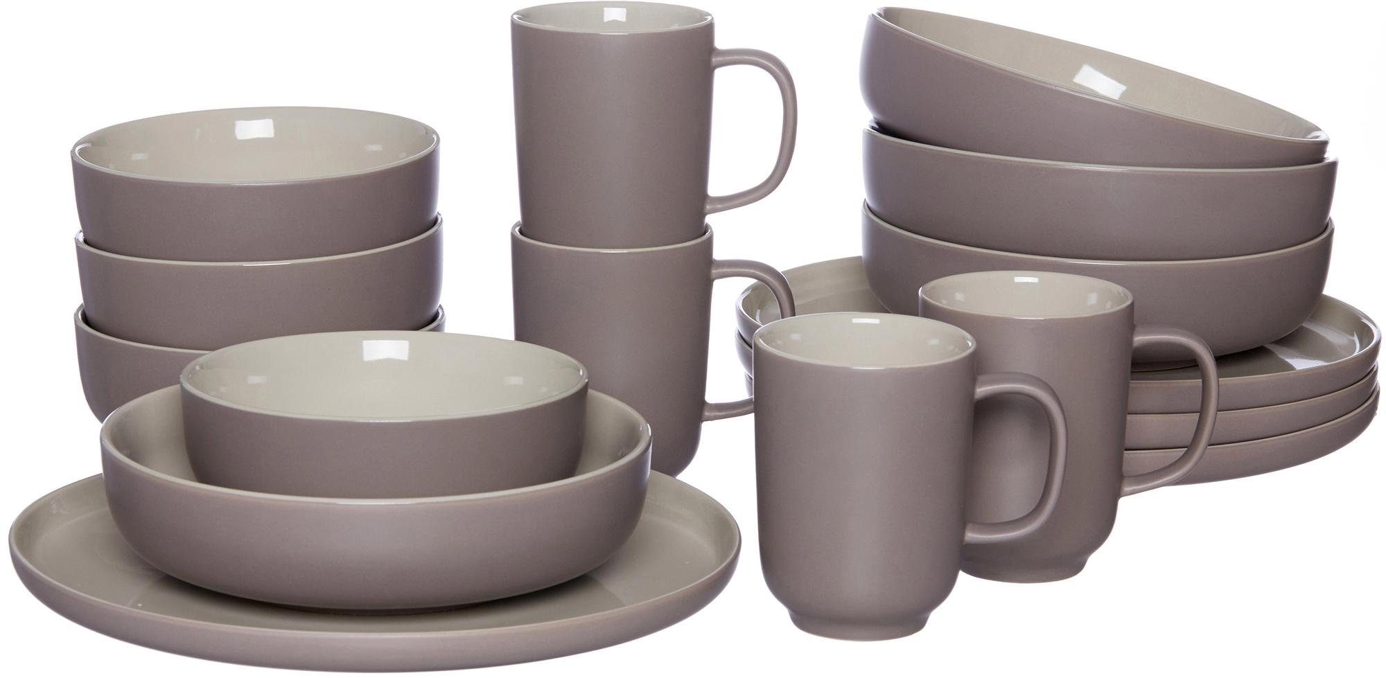 Ritzenhoff & Breker Combi-servies Serviesset, servies Jasper in scandinavische stijl, 16 delen, voor 4 personen (set, 16-delig) serviezen grijs