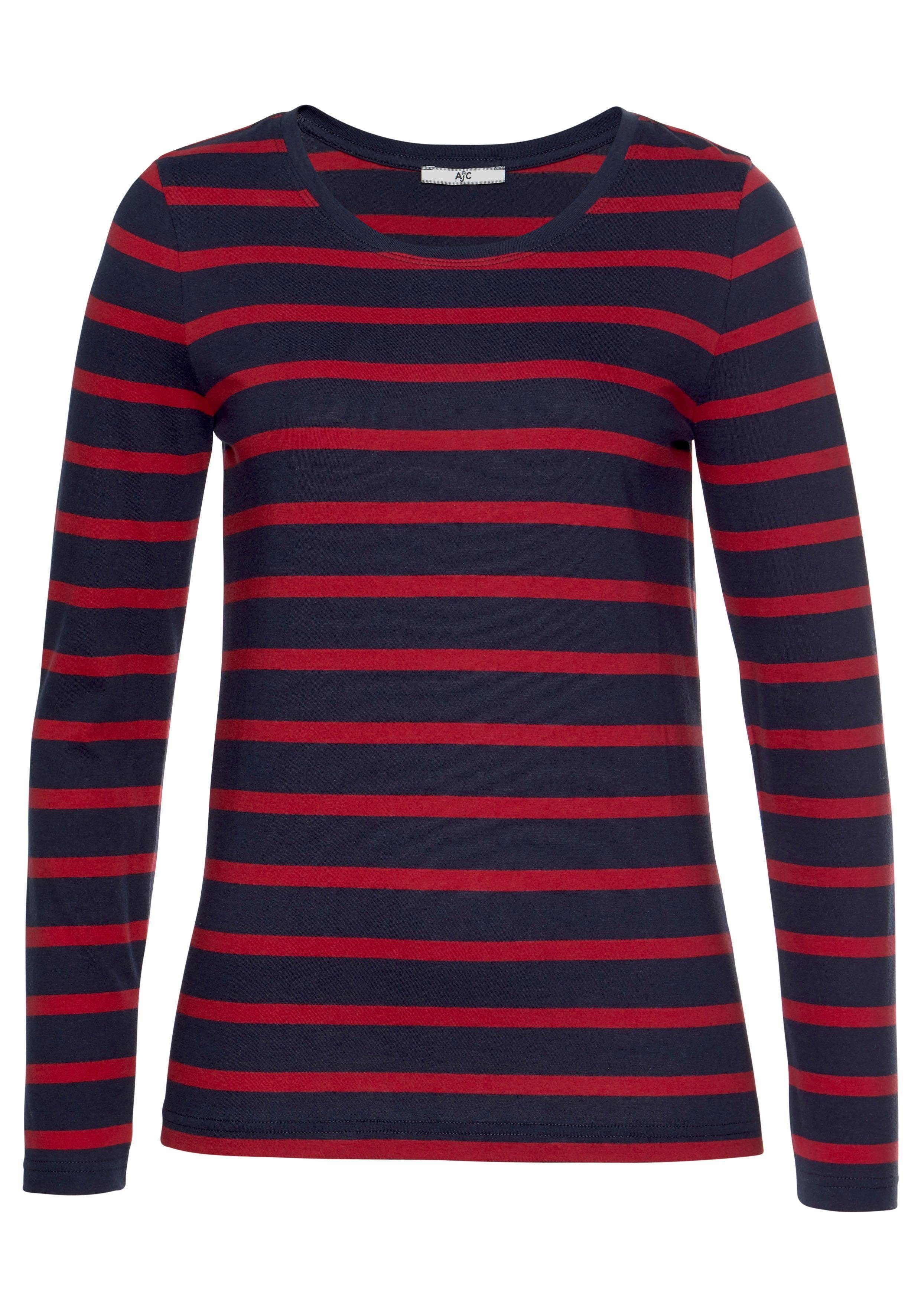 AJC Shirt met lange mouwen gestreept, ronde hals, van katoen, van single jersey