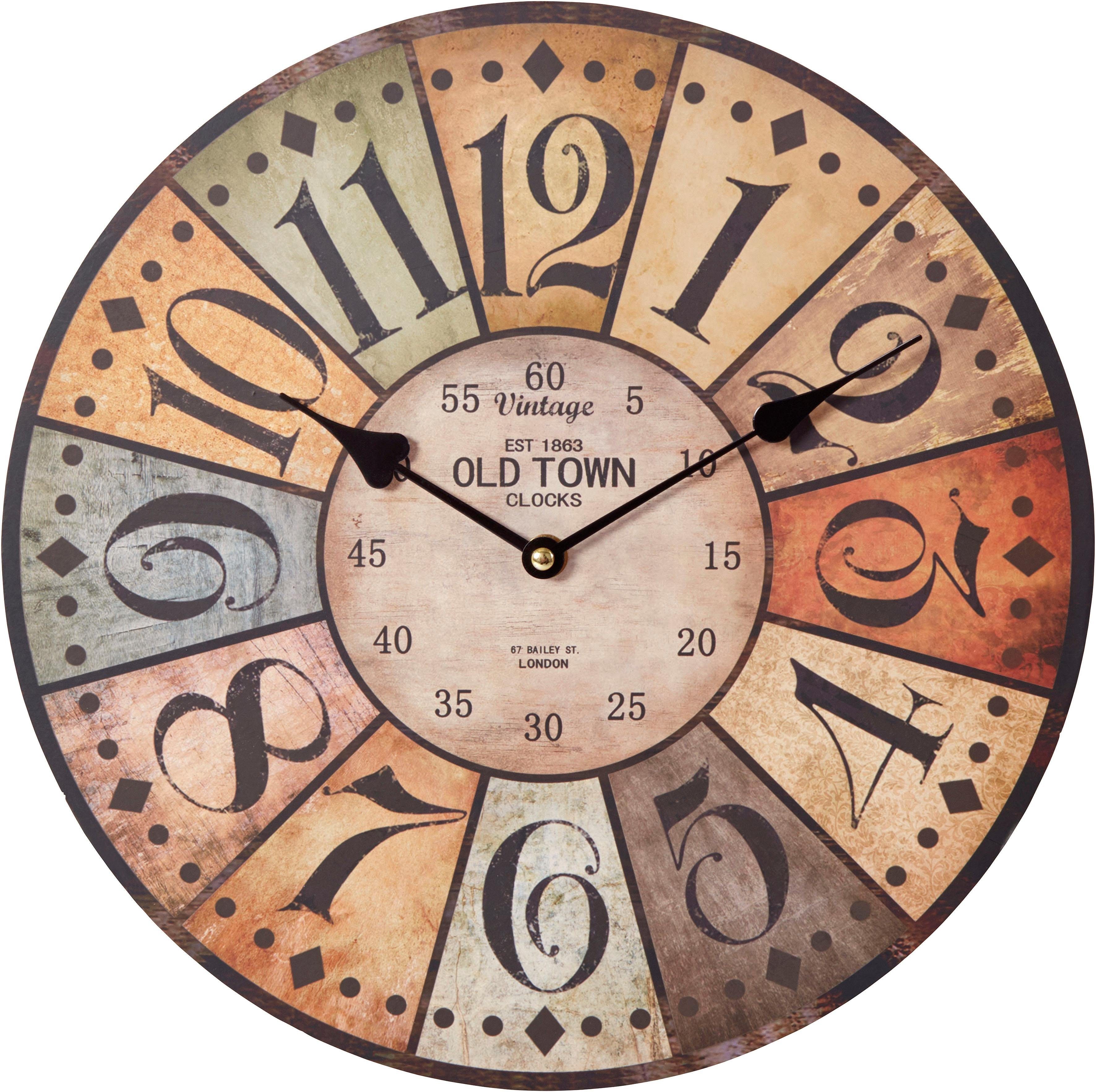 Home affaire Wandklok "Old Town" rond, ø 34 cm, vintage-look (1-delig)