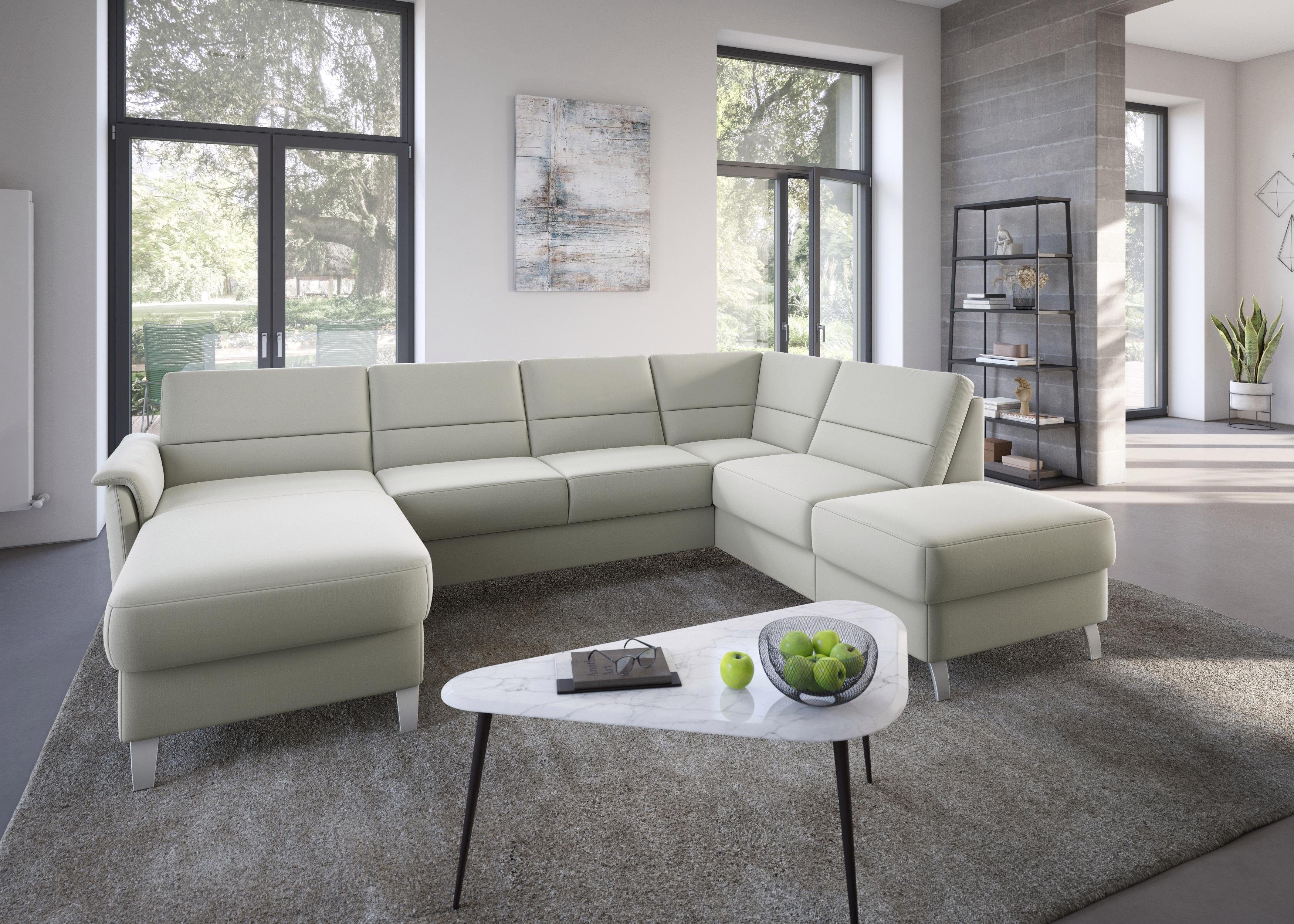 sit&more Zithoek Palmera U-vorm Binnenvering, naar keuze met slaapfunctie en met/zonder bergruimte zilver, zithoeken, Ottomane rechts, Zonder