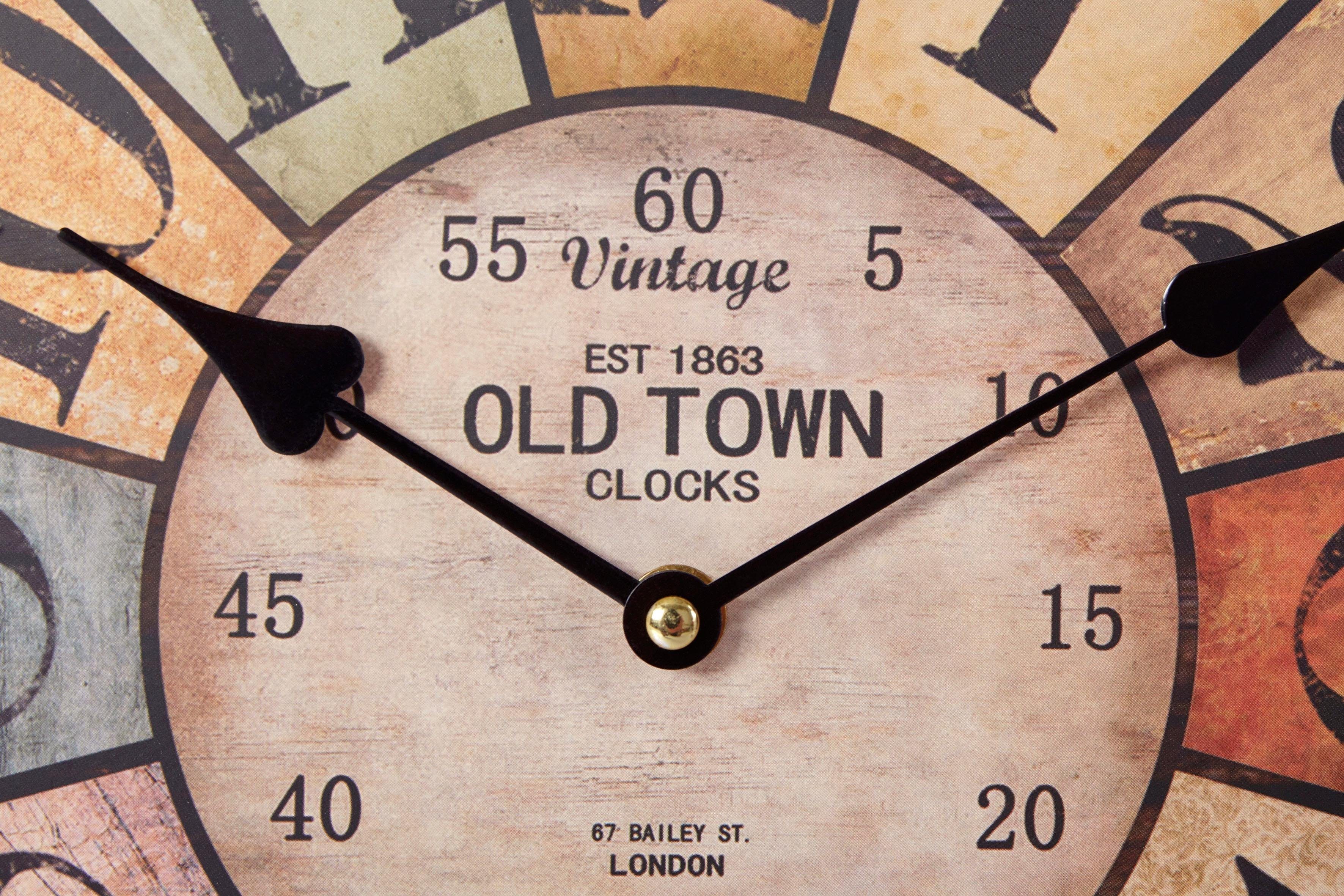 Home affaire Wandklok "Old Town" rond, ø 34 cm, vintage-look (1-delig)