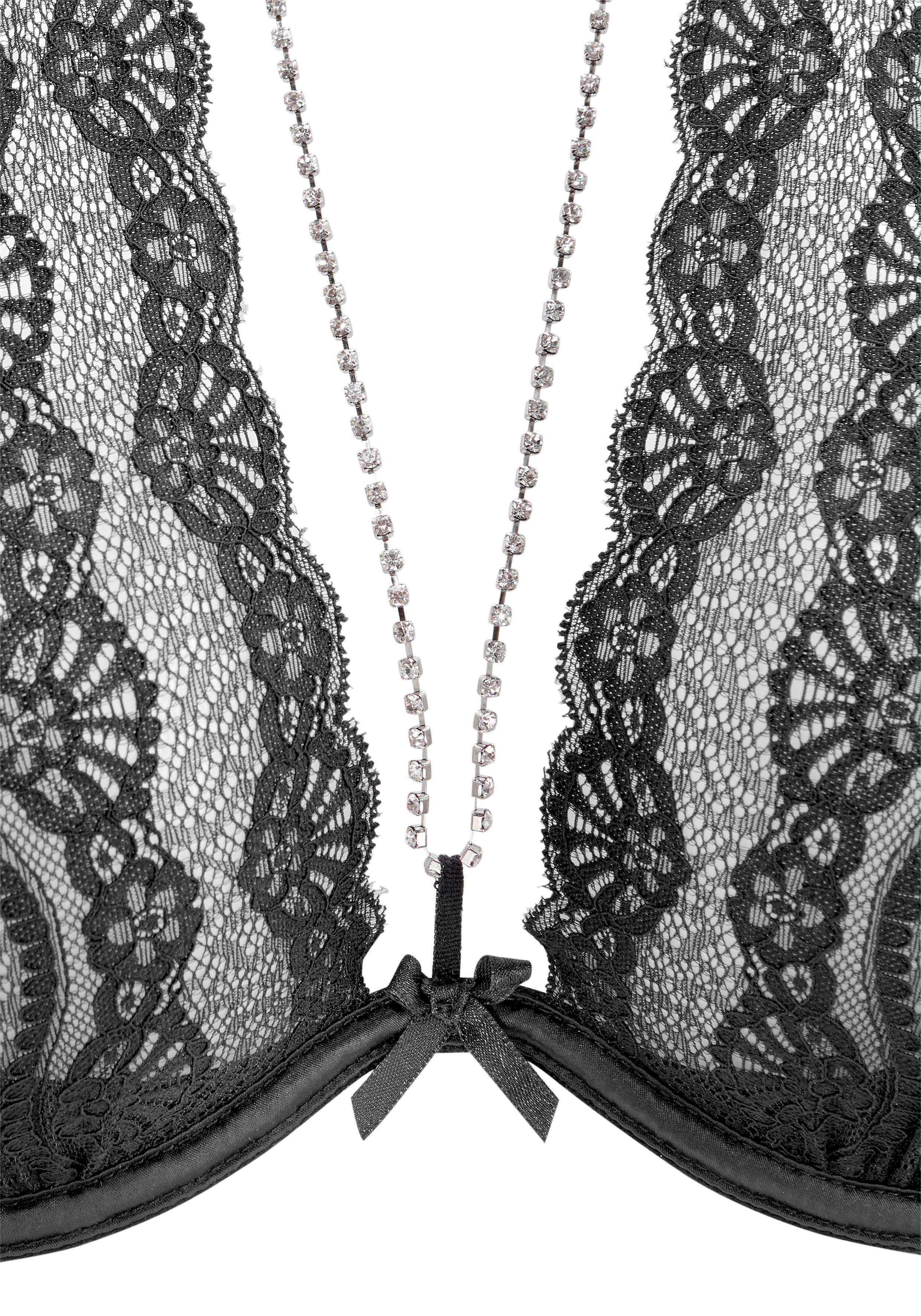 Lascana Belle Affaire Bh met halterbandjes met afneembare stras-ketting, sexy lingerie, sexy ondergoed