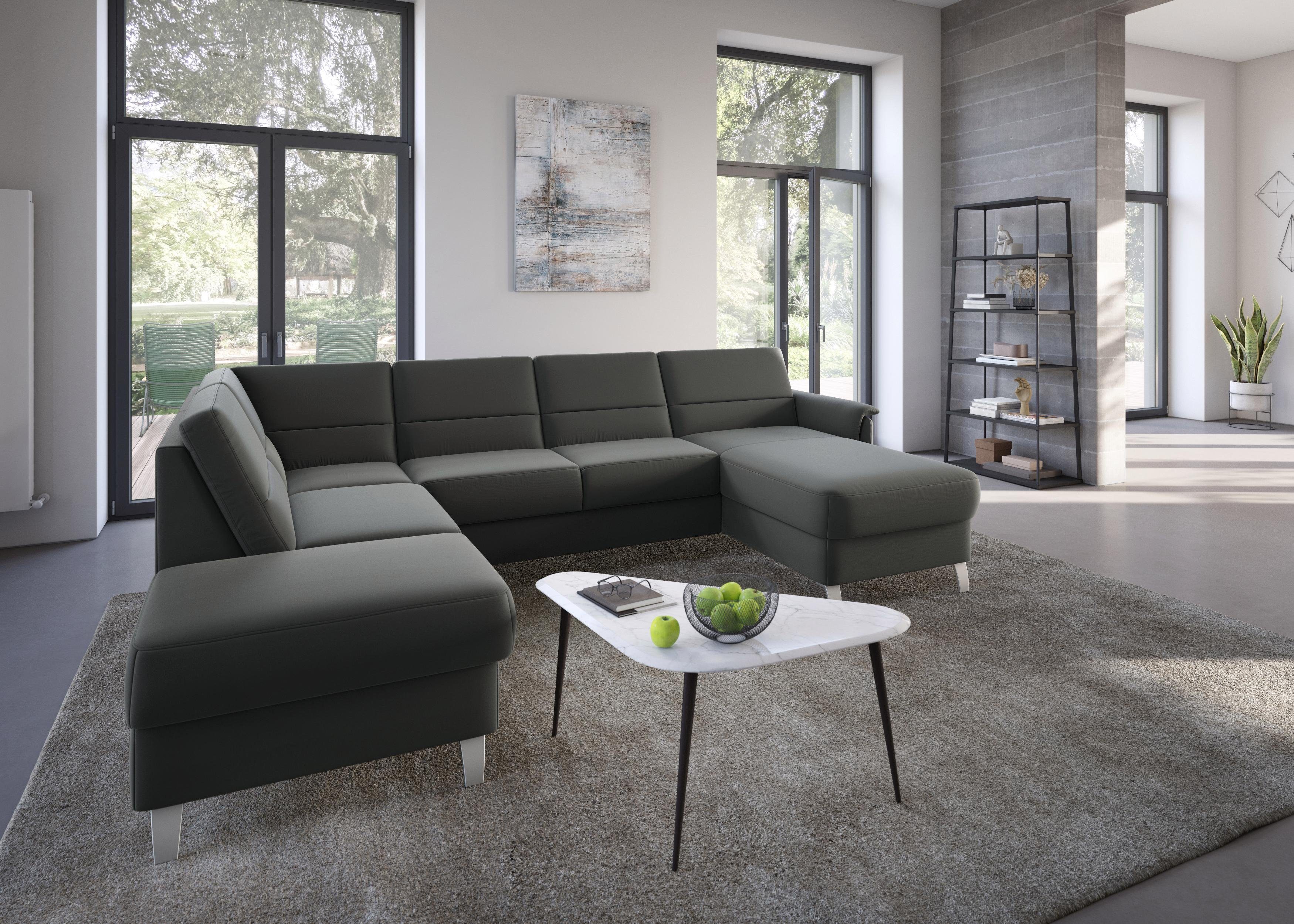 sit&more Zithoek Palmera U-vorm Binnenvering, naar keuze met slaapfunctie en met/zonder bergruimte grijs, zithoeken, Ottomane links, Met
