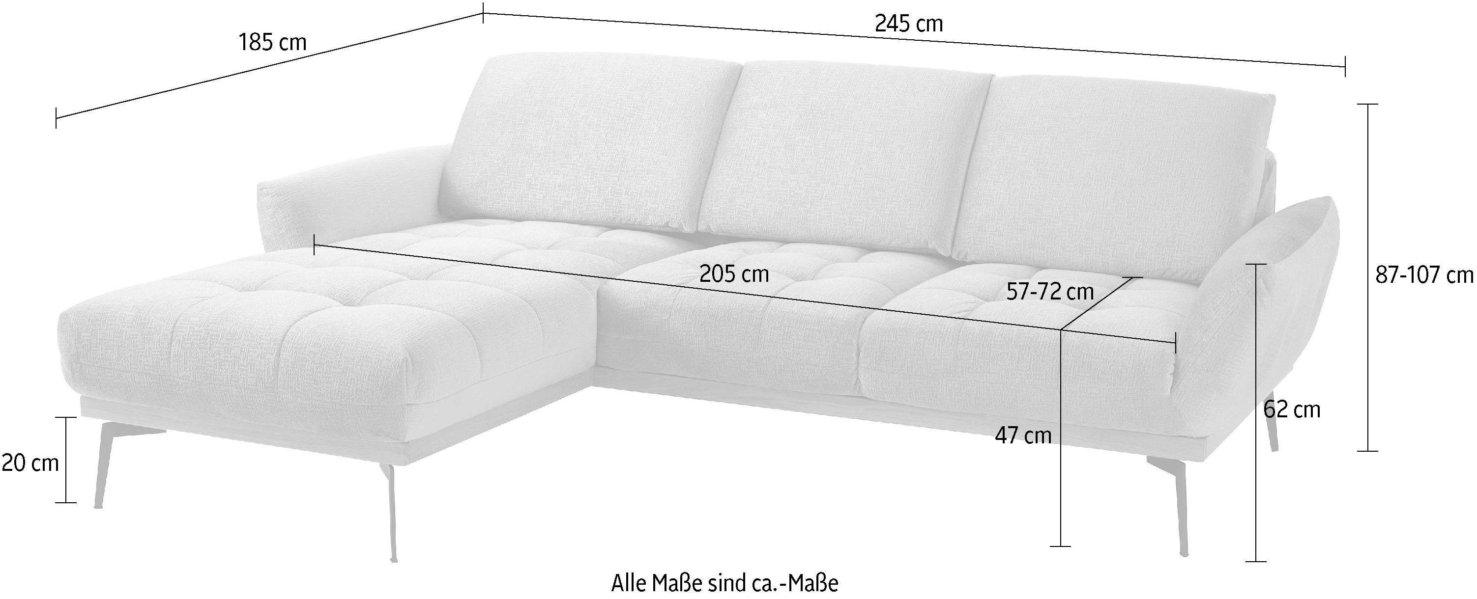 exxpo - sofa fashion Hoekbank Palic, incl. rugverstelling, comfortabel, elegant, breedte 245cm, L-vorm