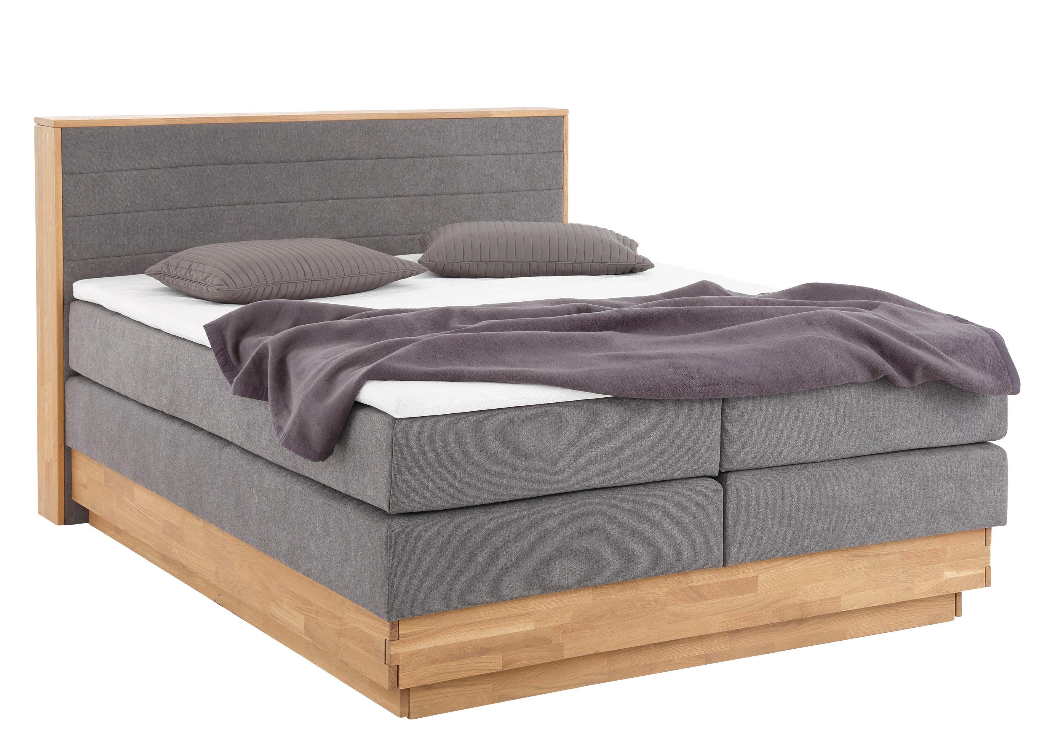 Home affaire Boxspring Cavan van massief eiken, met bedkist & topmatras, verschillende hardheden (oo