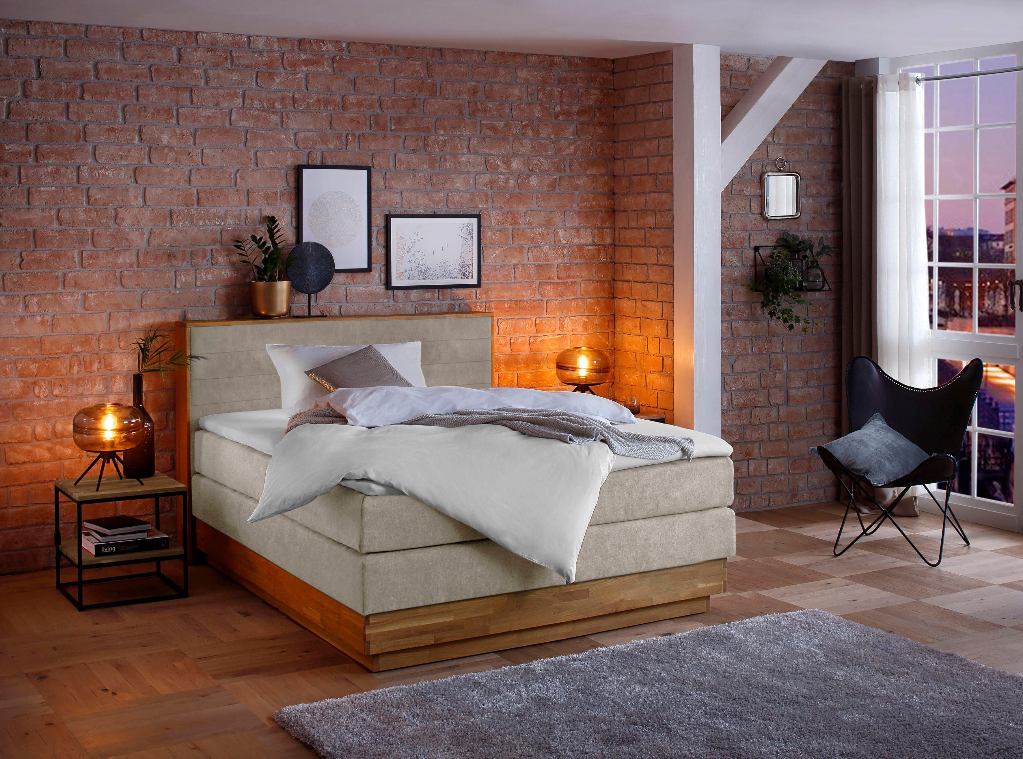 Home affaire Boxspring Cavan Eiken, met bedkist & topmatras, verschillende hardheden (ook H4)