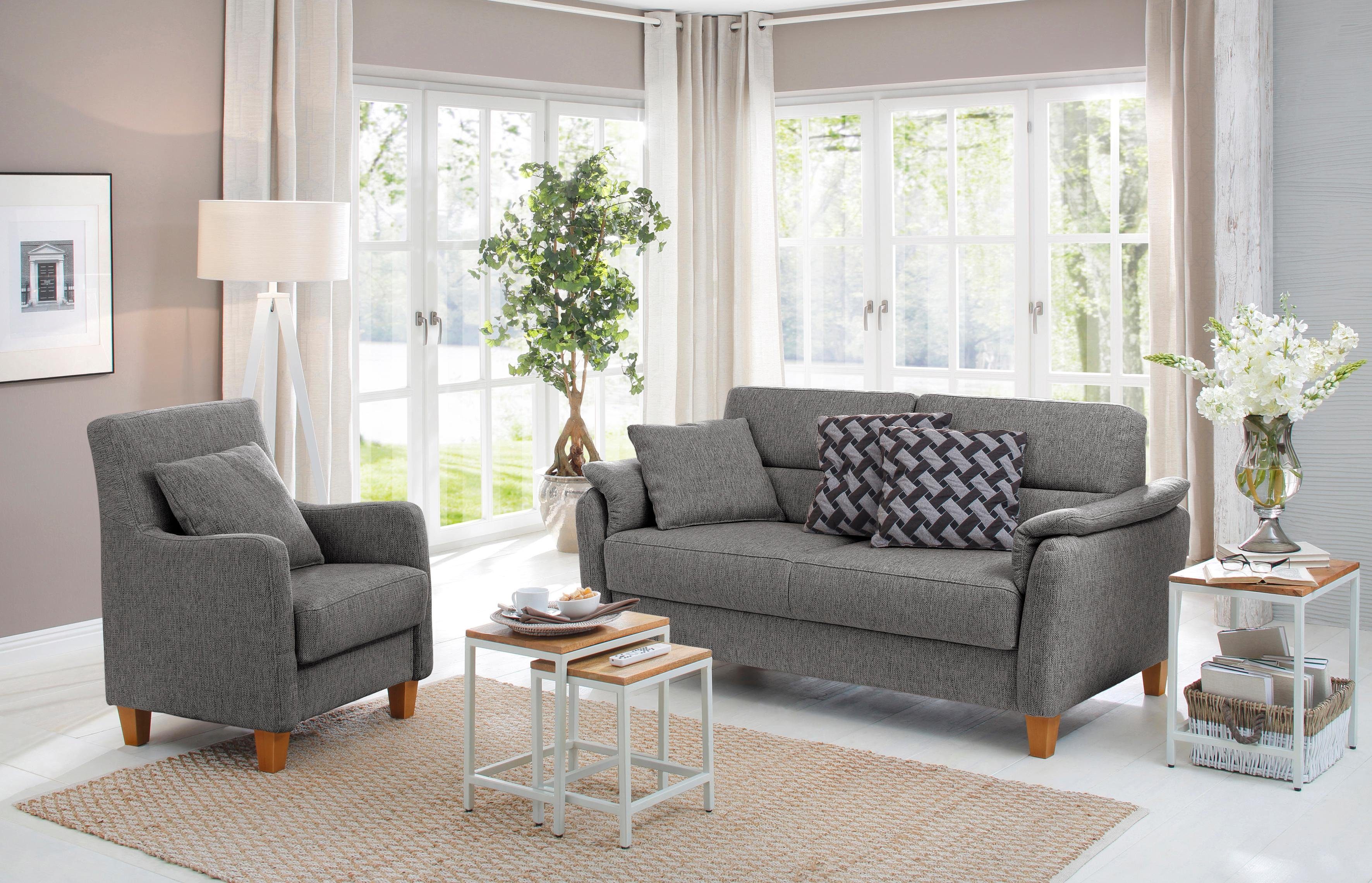 Home affaire 2,5-zitsbank Palmera Binnenveringsinterieur, stekkersysteem voor 2 hoofdsteunen (optioneel)