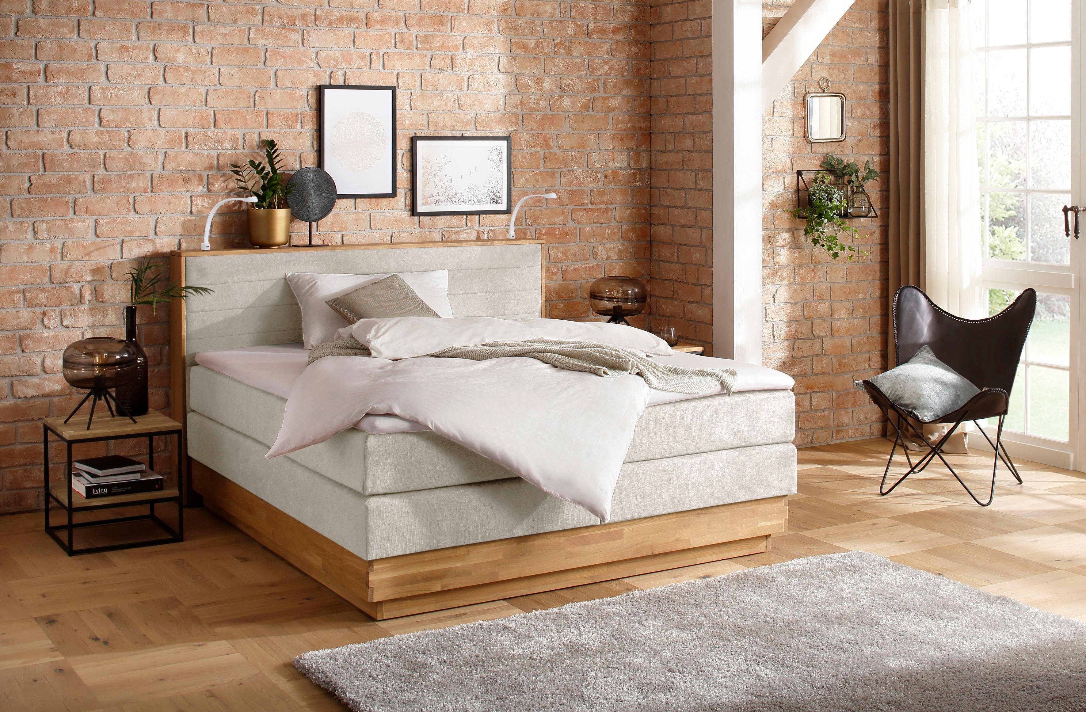 Home affaire Boxspring Cavan Eiken, met bedkist & topmatras, verschillende hardheden (ook H4)