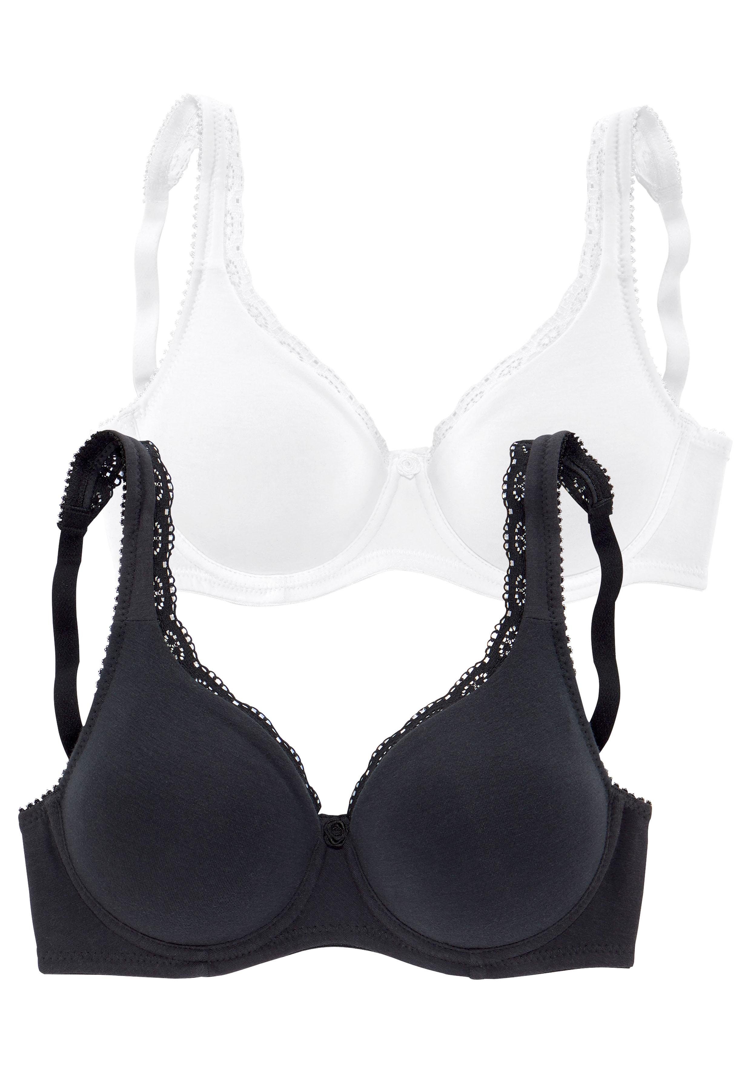 Petite fleur T-shirt-bh met ongevoerde, naadloze cups, gemaakt van katoen(Set van 2)