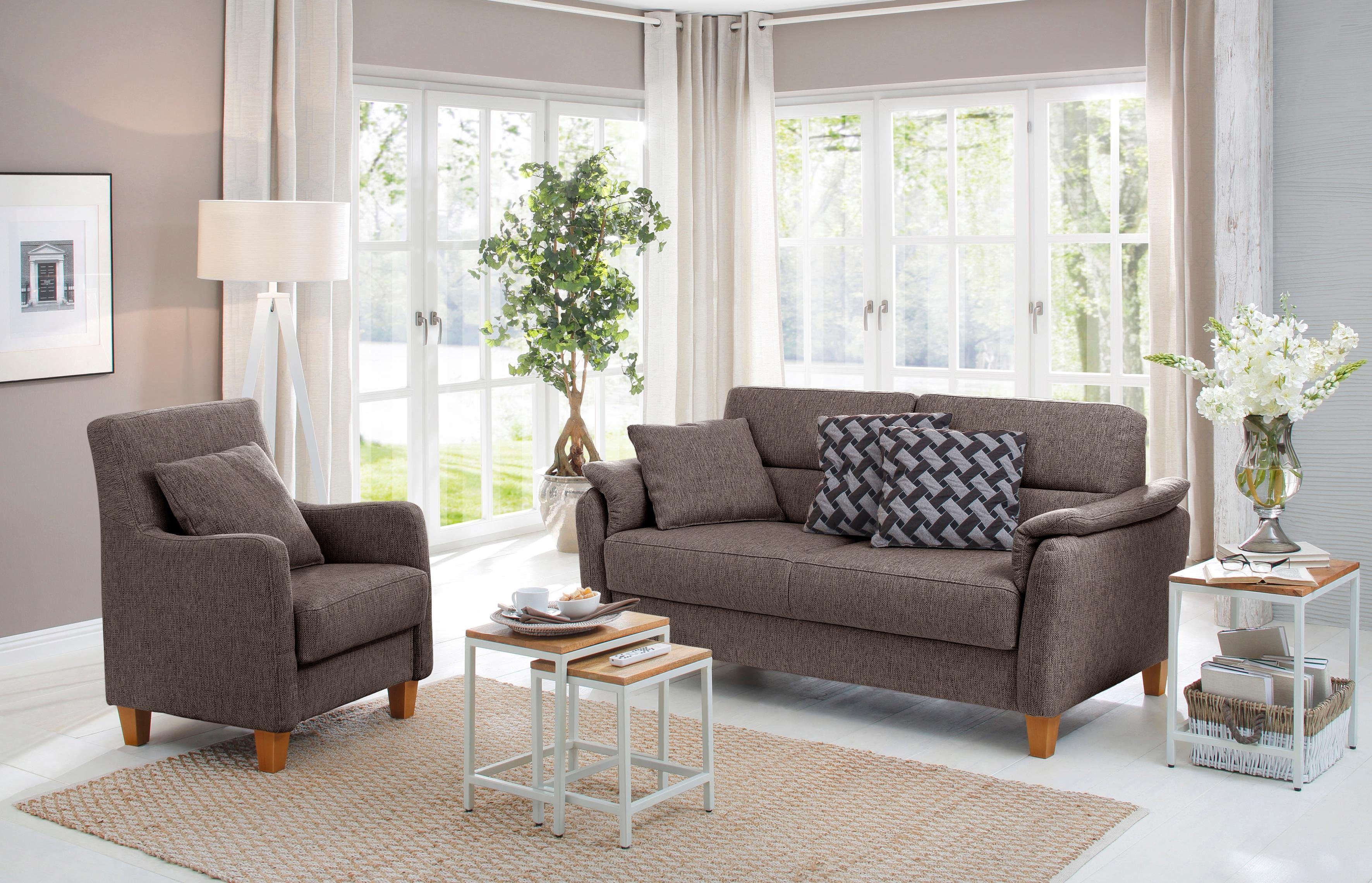 Home affaire 2,5-zitsbank Palmera Binnenveringsinterieur, stekkersysteem voor 2 hoofdsteunen (optioneel)