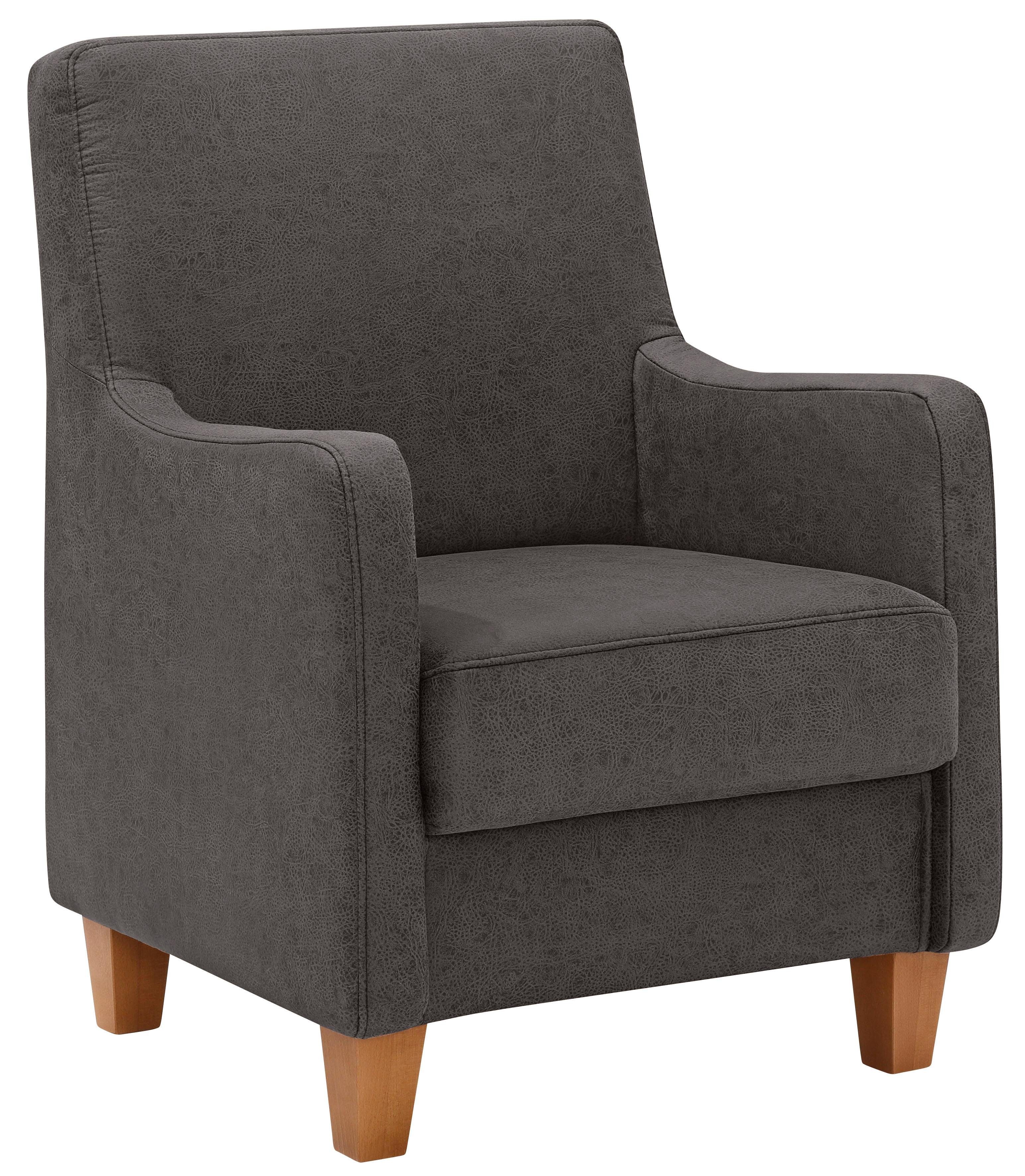 Home affaire Fauteuil Palmera Pocketvering bekleding, passend bij de serie "Palmera" fauteuils maat Luxe-microvezel leer-look grijs