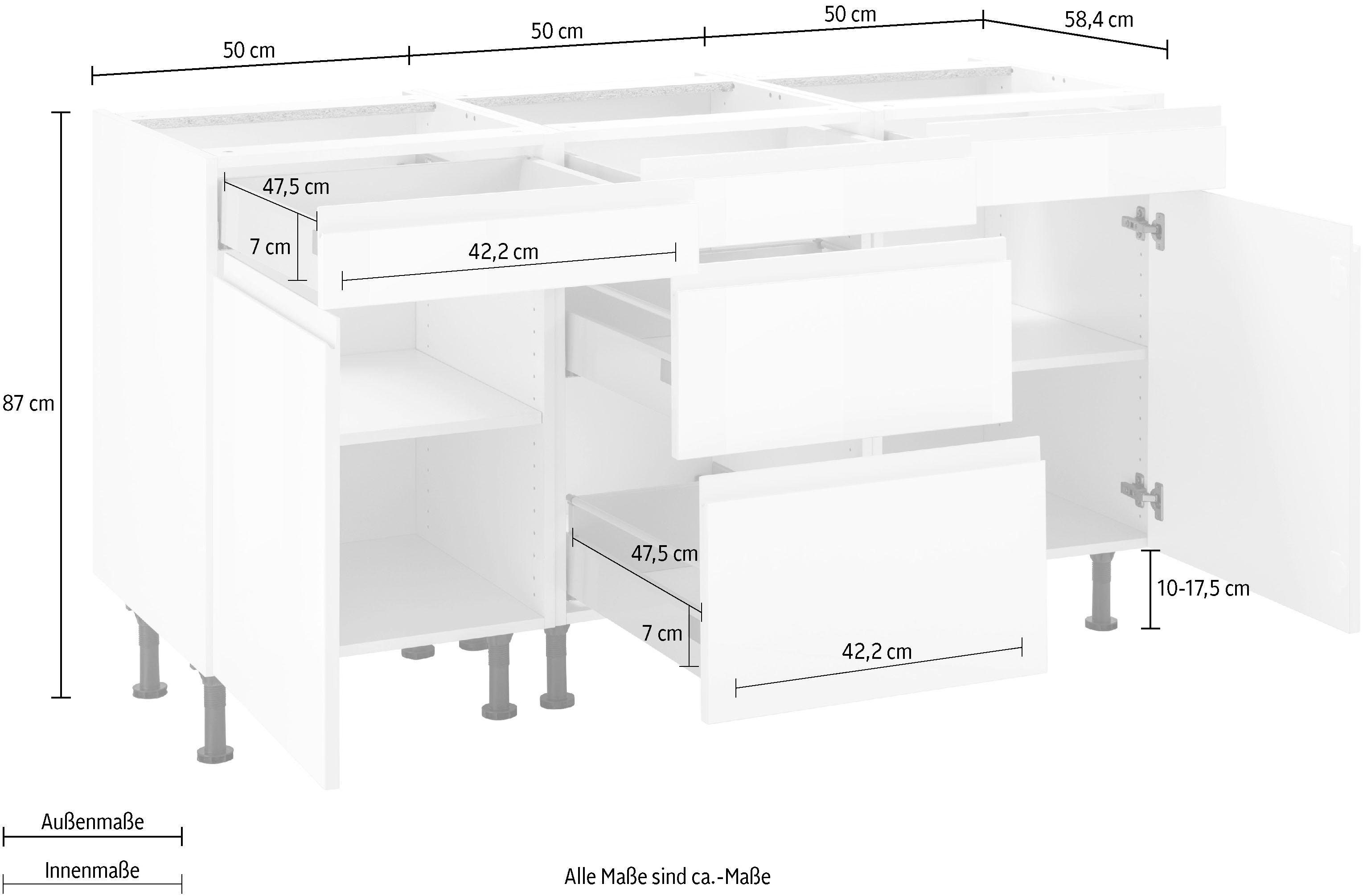 OPTIFIT Onderkast Avio Hoogglansfronten en in hoogte verstelbare poten, breedte 150 cm