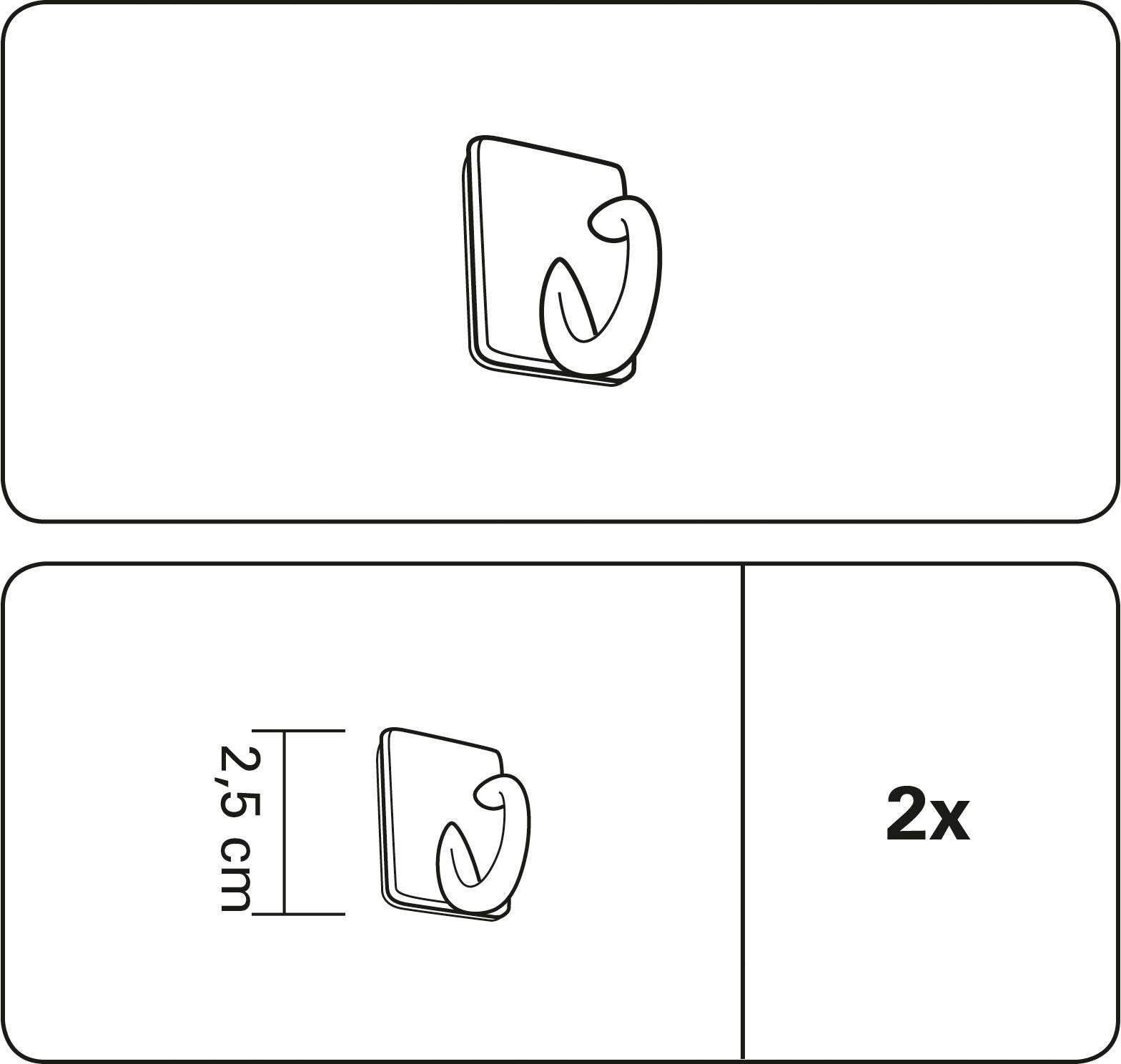 GARDINIA Plooihaken Zelfklevend voor het aanrimpelen en draperen (2 stuks)