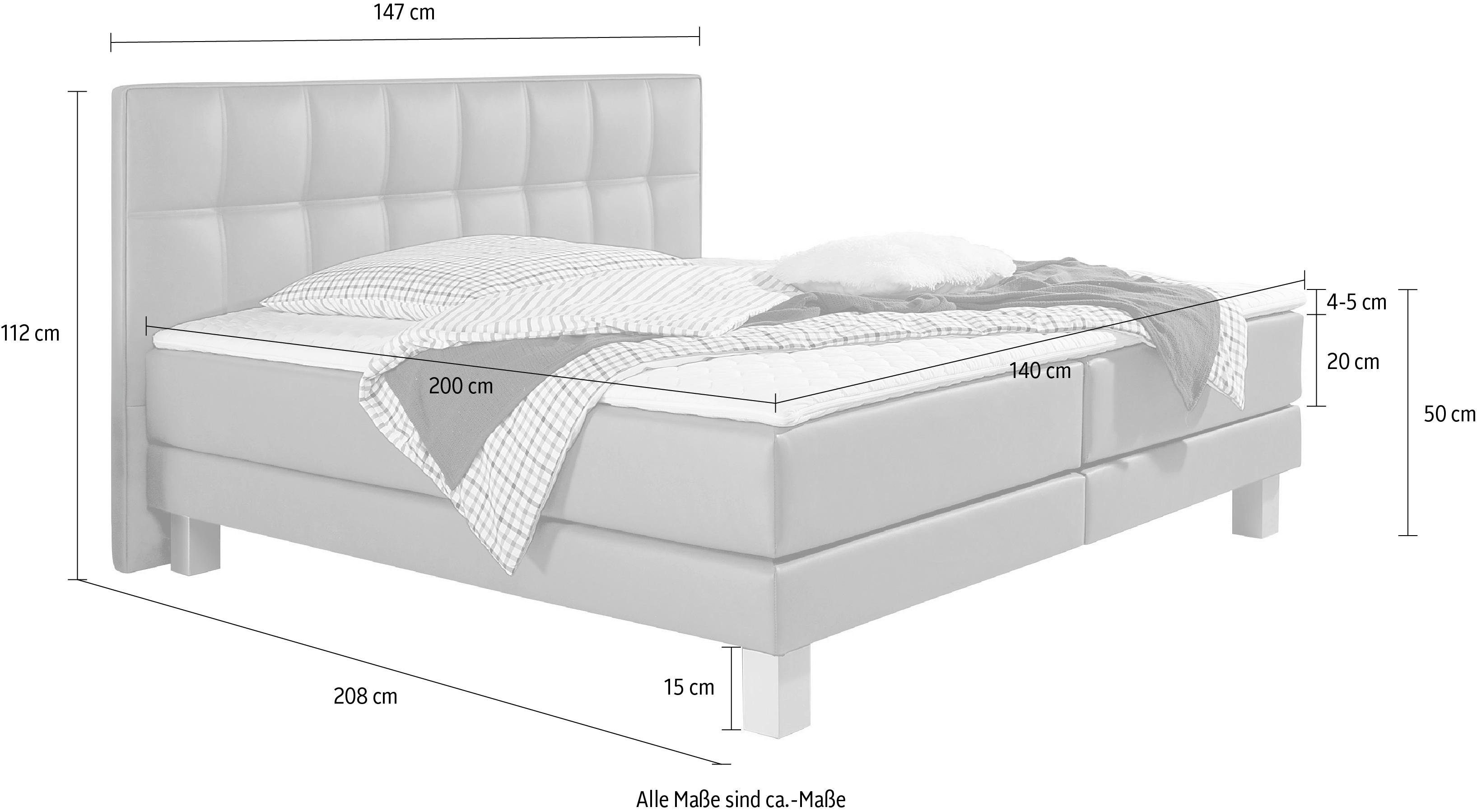 INOSIGN Boxspring Tavira in 4 breedten, 4 kleuren en 3 matrassoorten, incl. topmatras