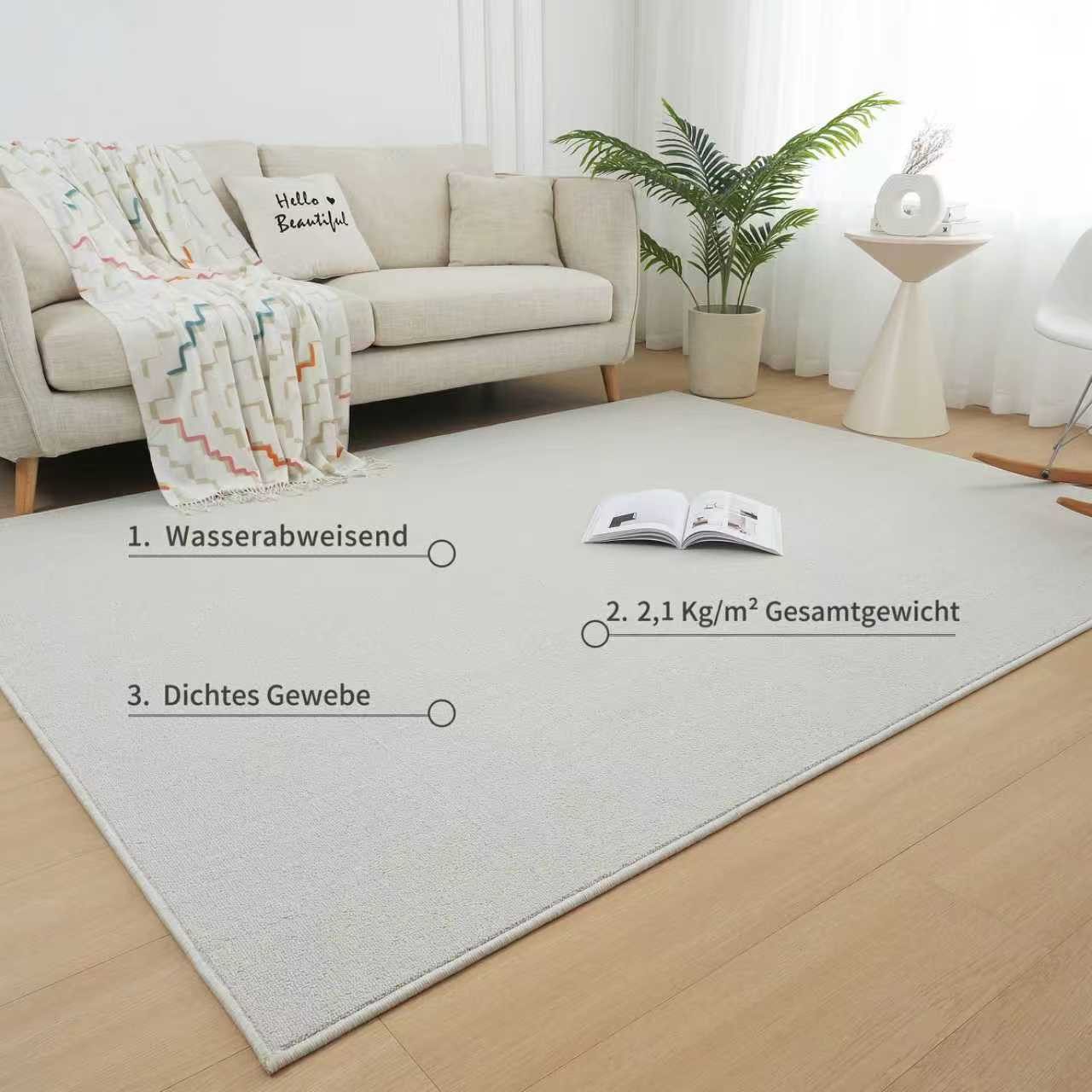my home Vloerkleed Jola, uni-kleuren, bijzonder dichte kwaliteit, Boho Woonkamer, slaapkamer, gang, kinderkamer, waterafstotend