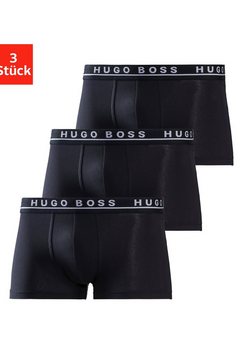 boss boxershort trunk 3p met in kleur bijpassende weefband (3 stuks) blauw