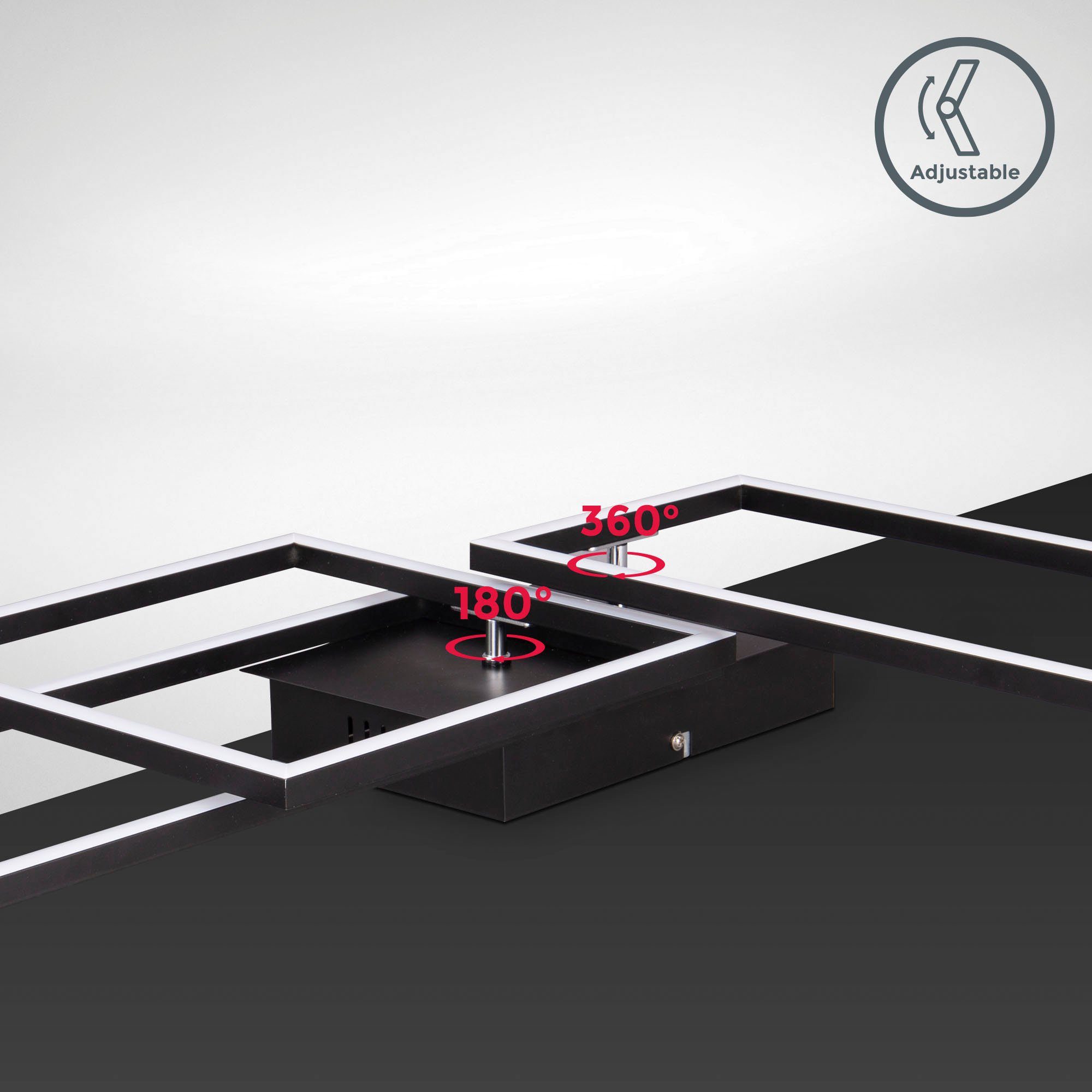 B.K.Licht Led-plafondlamp BK_FR1511 LED frame plafondlamp, kleurtemperatuurregeling, dimbaar (1 stuk)