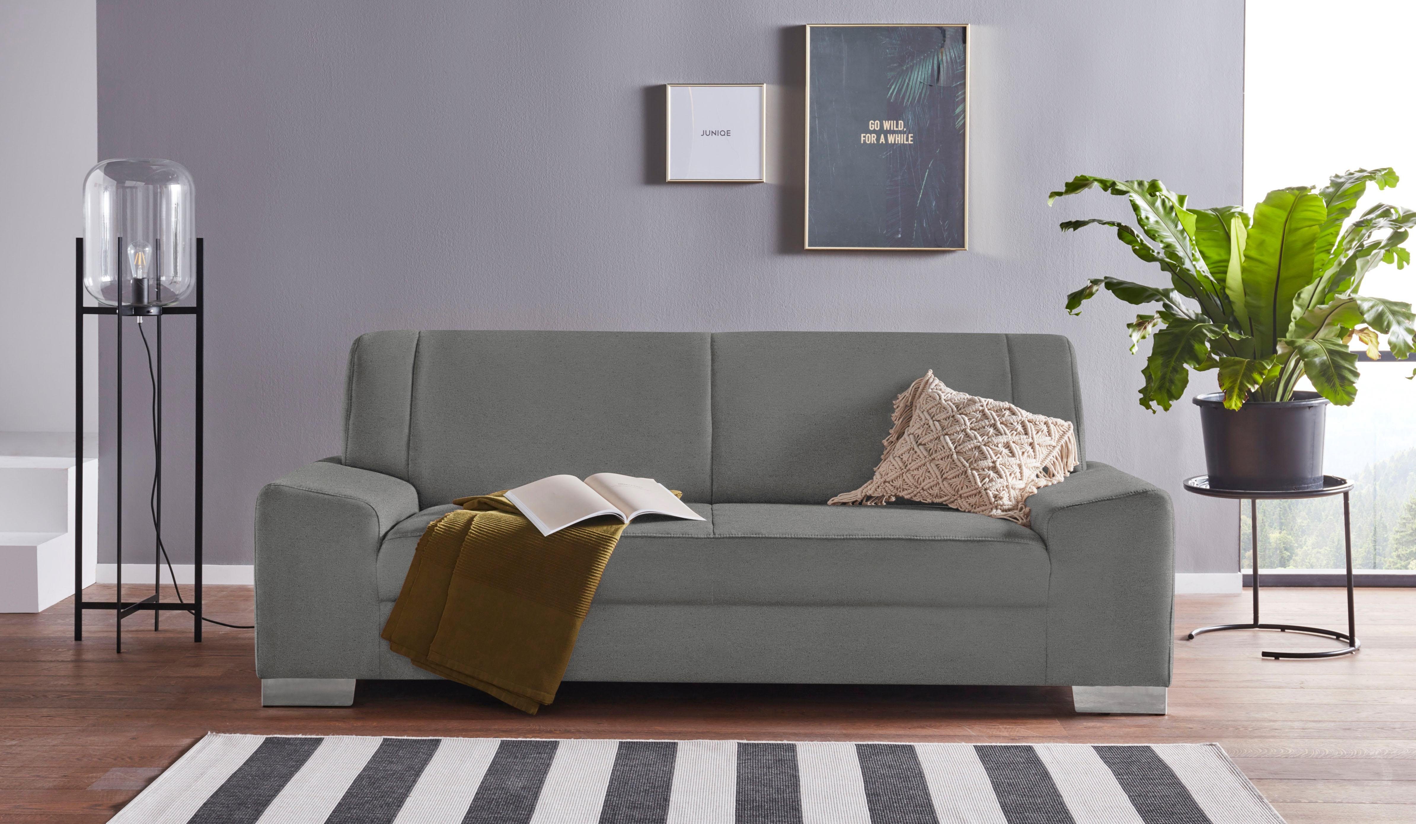 DOMO collection 2-zitsbank Anzio Optioneel met veerkern grijs, 2-zitsbanken, Met binnenvering