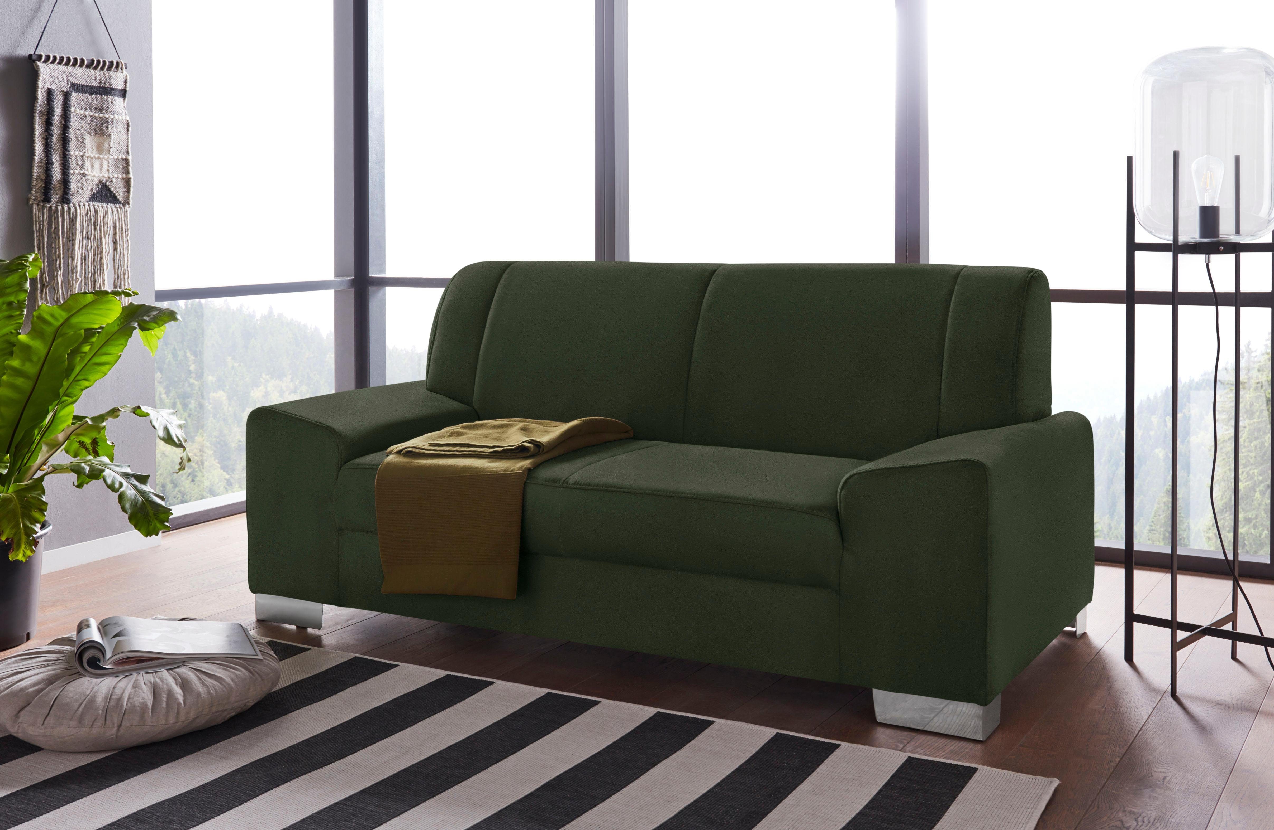 DOMO collection 2-zitsbank Anzio optioneel met veerkern groen, 2-zitsbanken, Met binnenvering