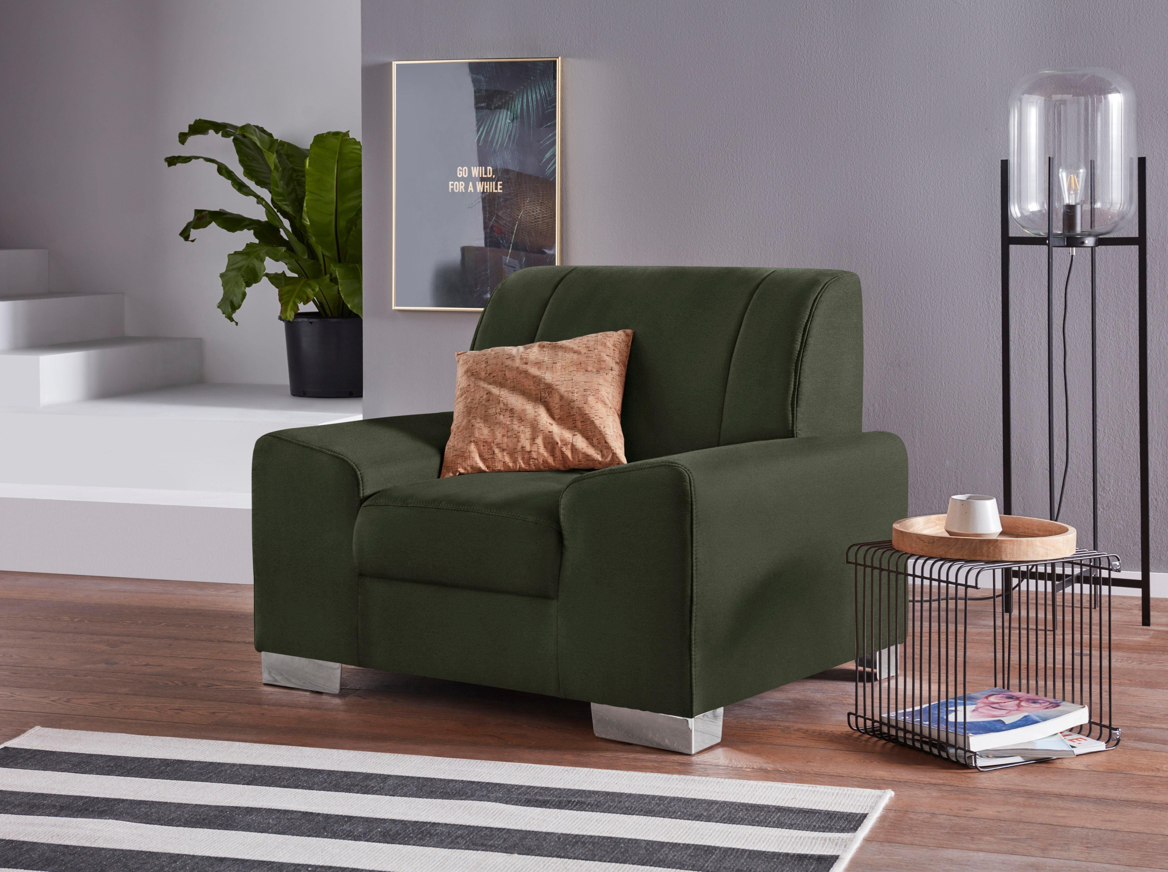 DOMO collection Fauteuil Anzio optioneel met veerkern fauteuils groen