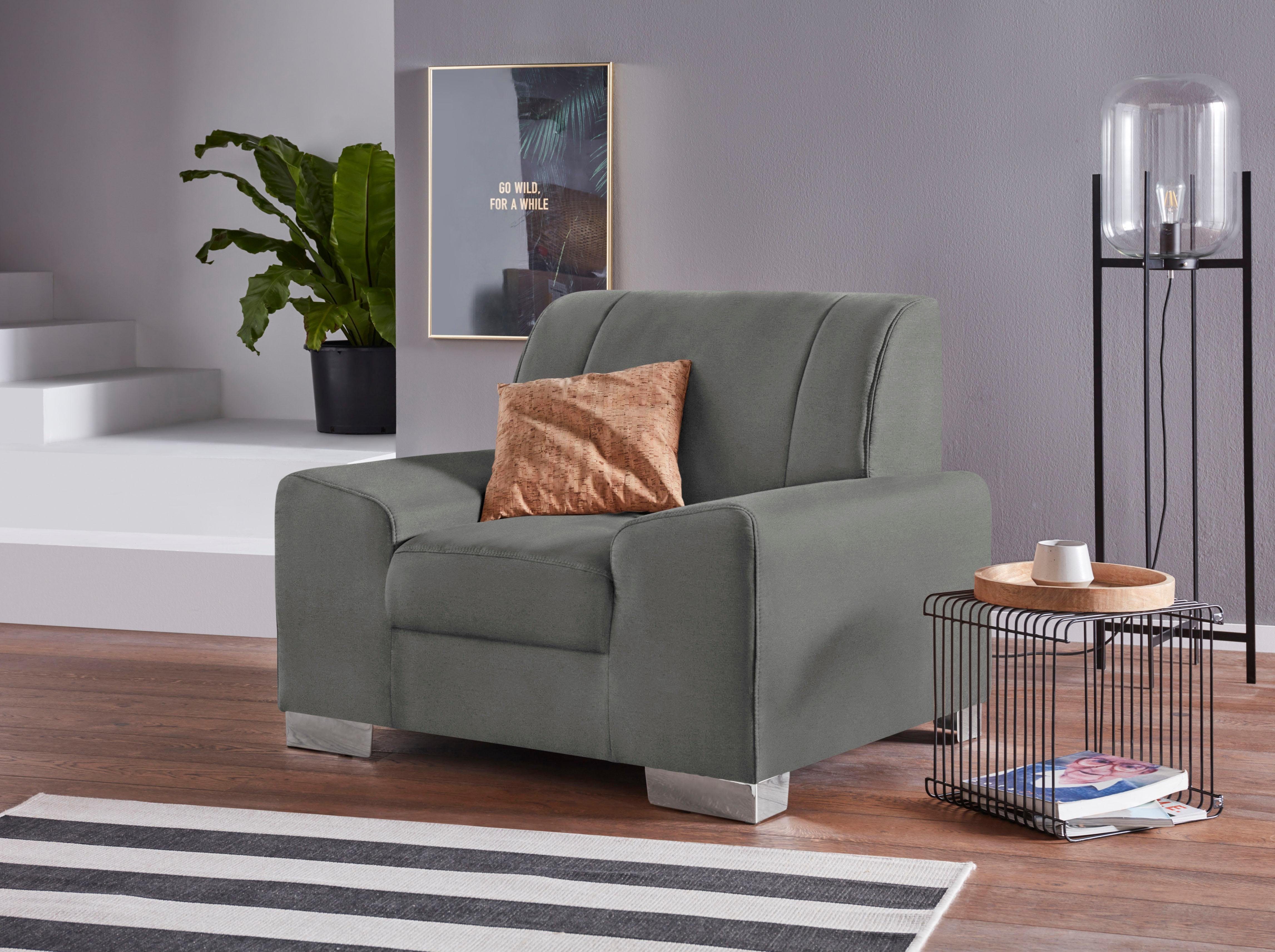 DOMO collection Fauteuil Anzio optioneel met veerkern fauteuils grijs