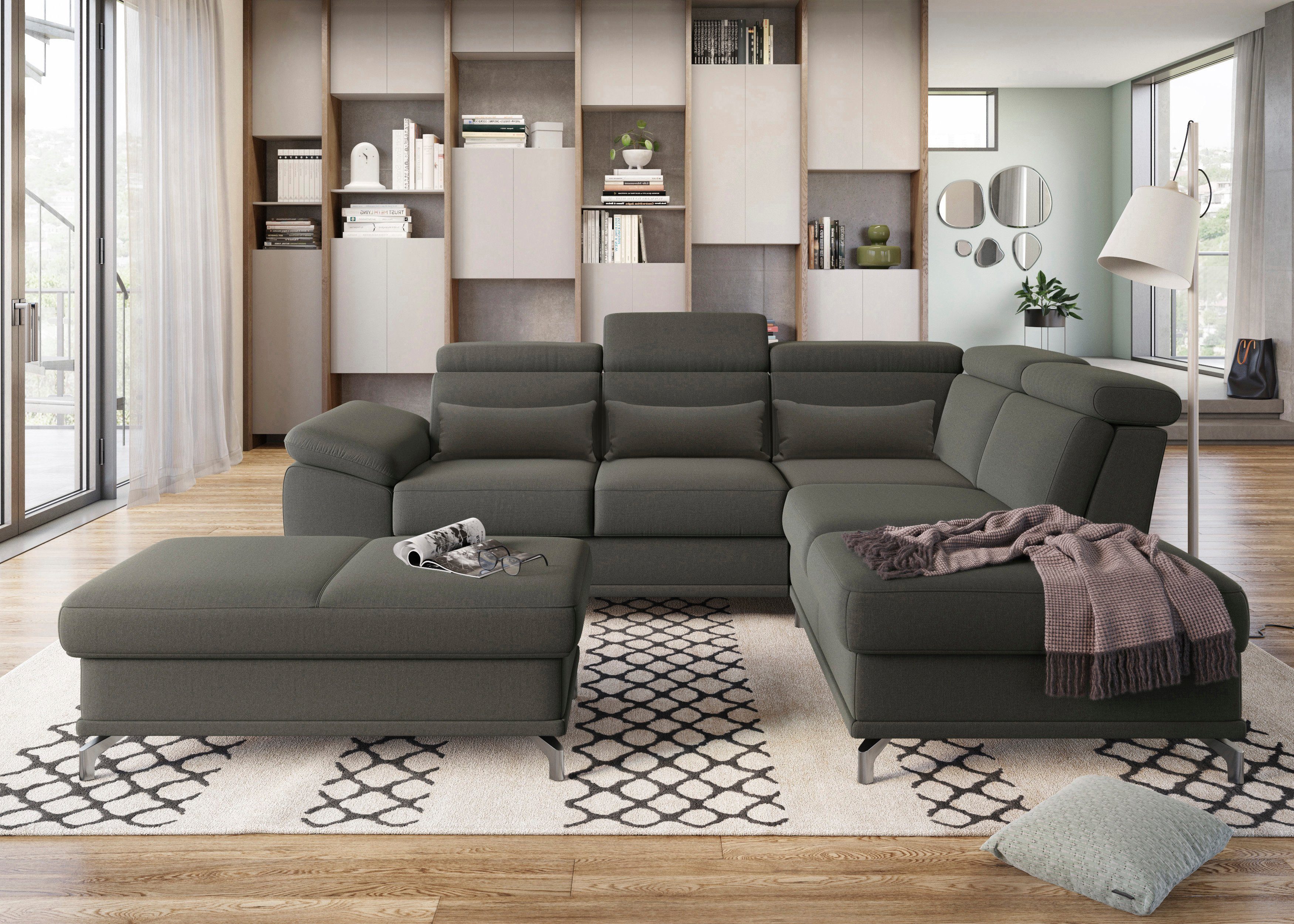 sit&more Hoekbank Cabrio L-vorm, met zitdiepteverstelling, arm- en hoofdsteunverstelling
