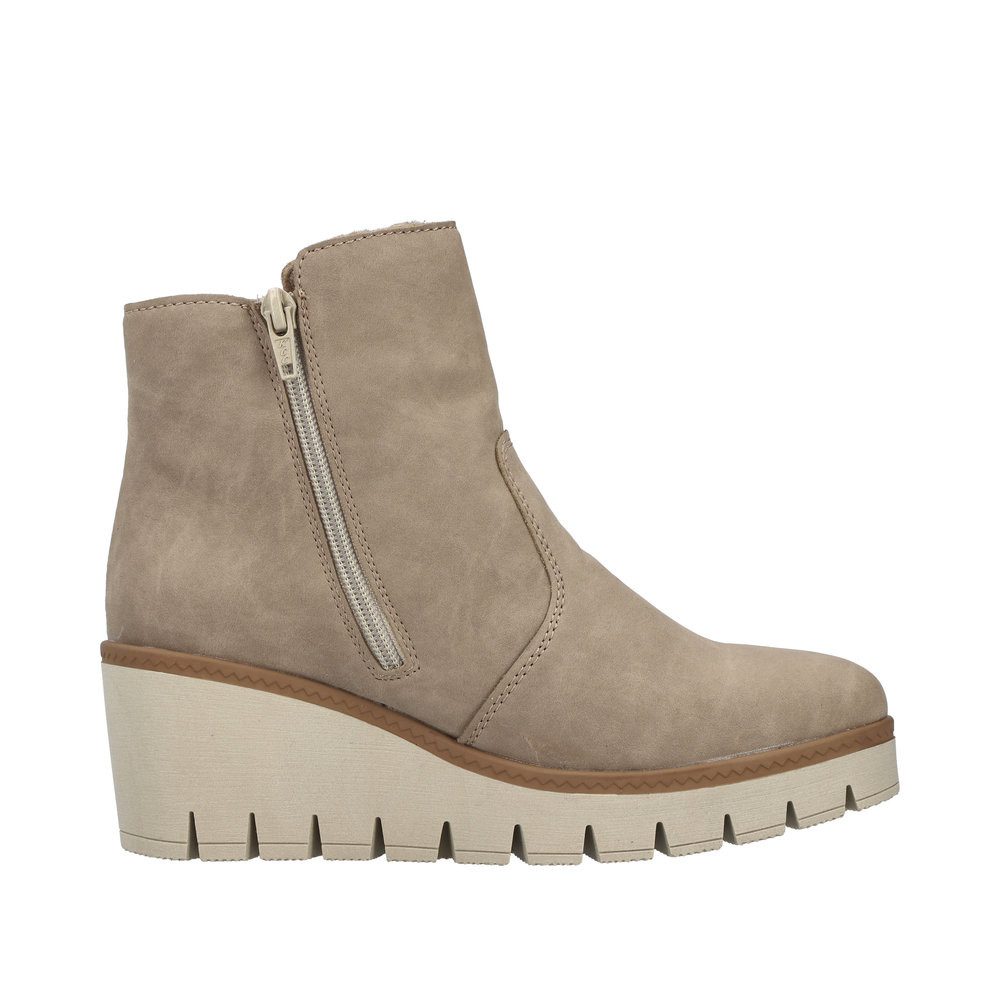 Rieker Laarsjes met sleehak , wedge boots, plateau enkellaars met binnenrits, smalle vorm
