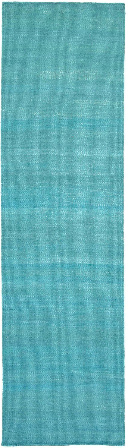 morgenland Loper KELIM FANCY UNI lopers maat 80 cm x 300 cm x 7 mm blauw