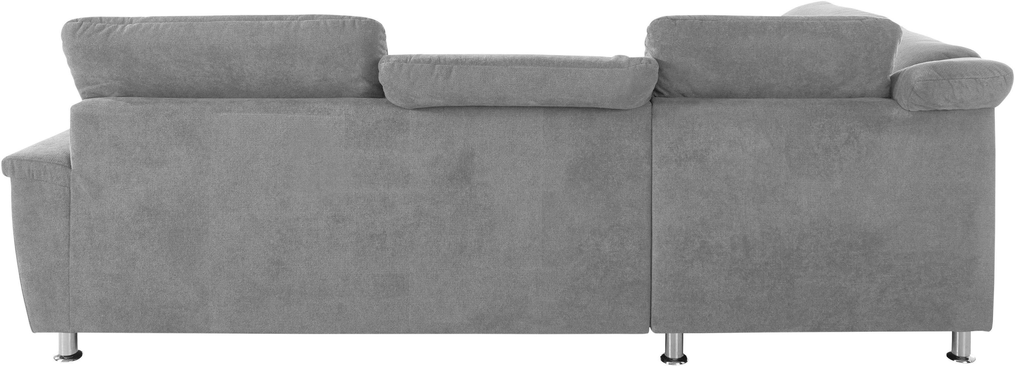 DOMO collection Hoekbank Franzi L-vorm naar keuze met verstelbare hoofdsteun (dan breedte: 275 cm)