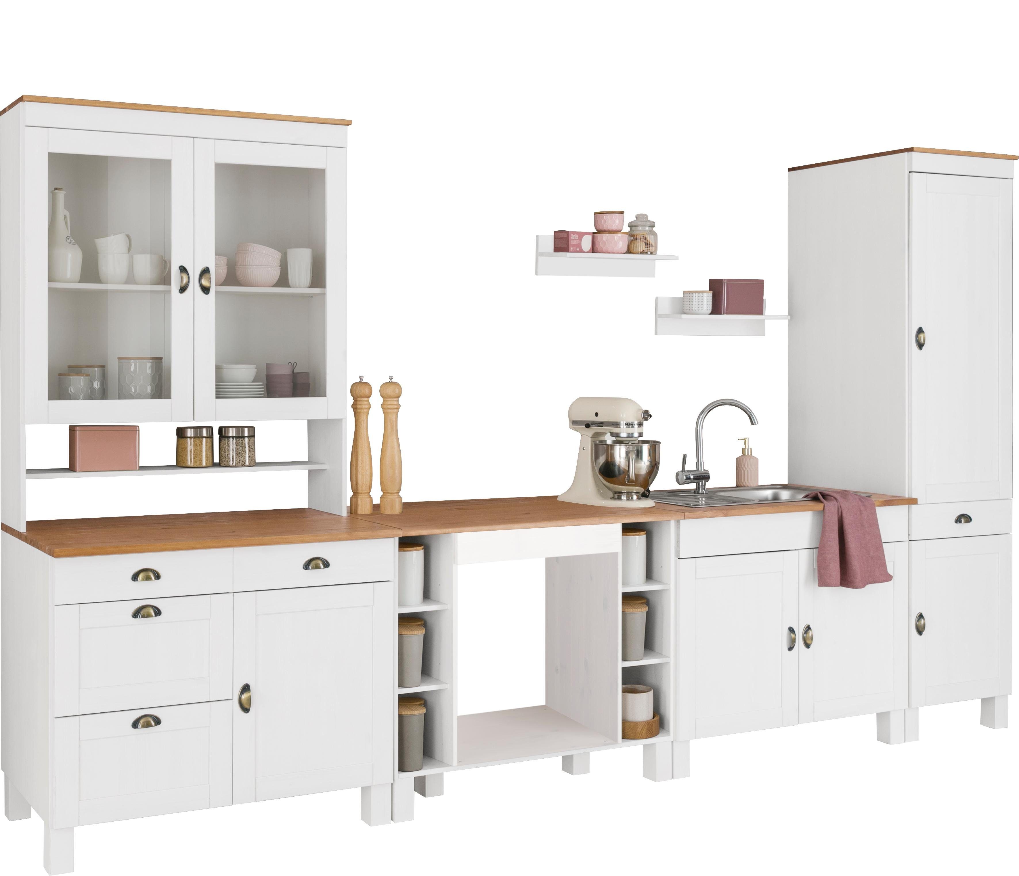 Home affaire Keukenblok Oslo Breedte 350 cm, in 2 diepten, zonder elektrische apparaten (7 stuks) keukenkast series maat 350 cm x 60 cm wit